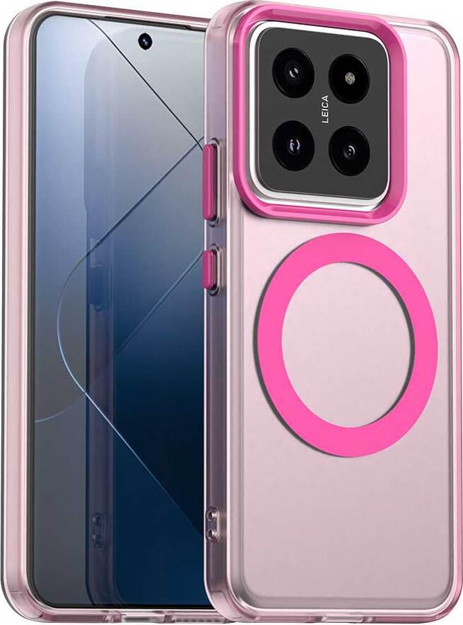 Custodia Magnetica Per Xiaomi 14 Pro, Sottile Custodia Traslucida Opaca Antiurto Rosso