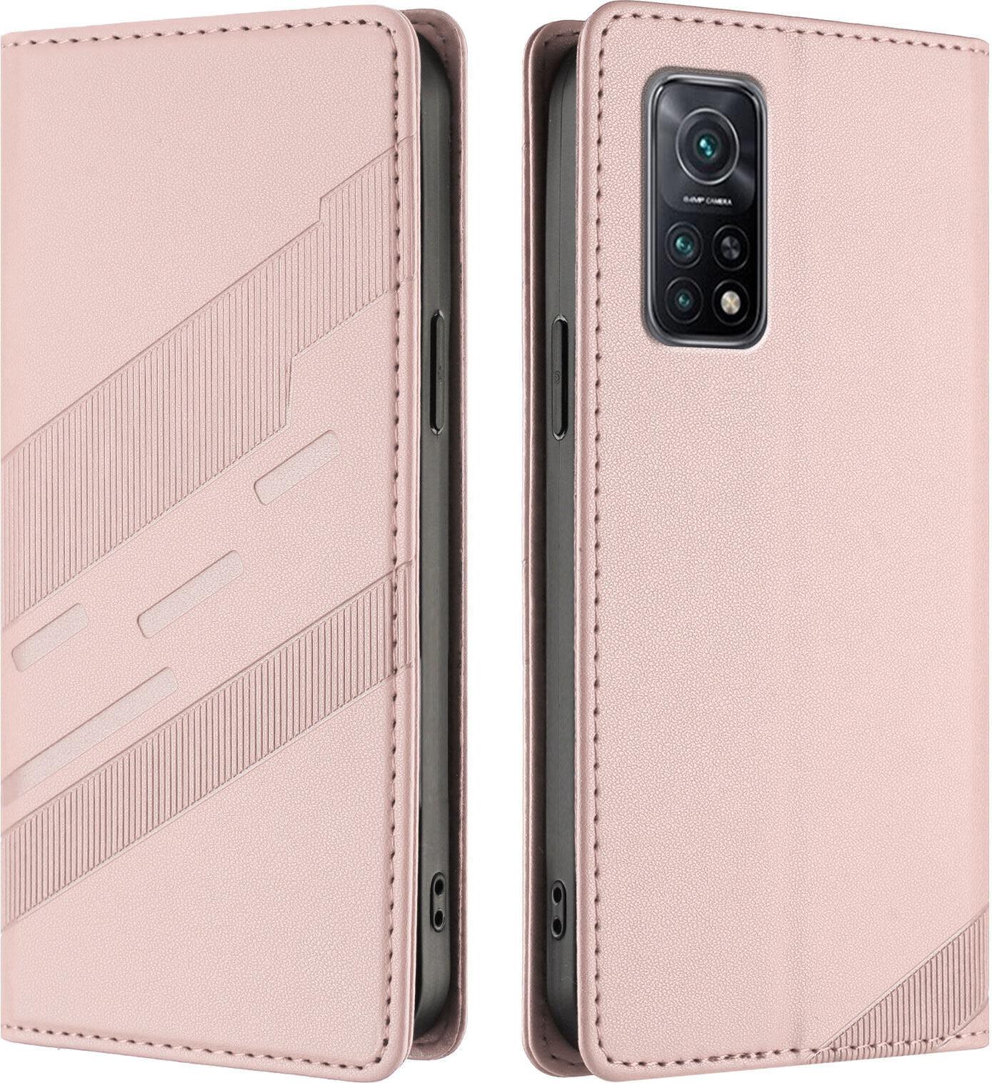 Custodia Per Xiaomi Mi 10T/ Mi 10T Pro, Custodia A Portafoglio In Finto Cuoio Con Slot Per Schede E Funzione Stand Rosa