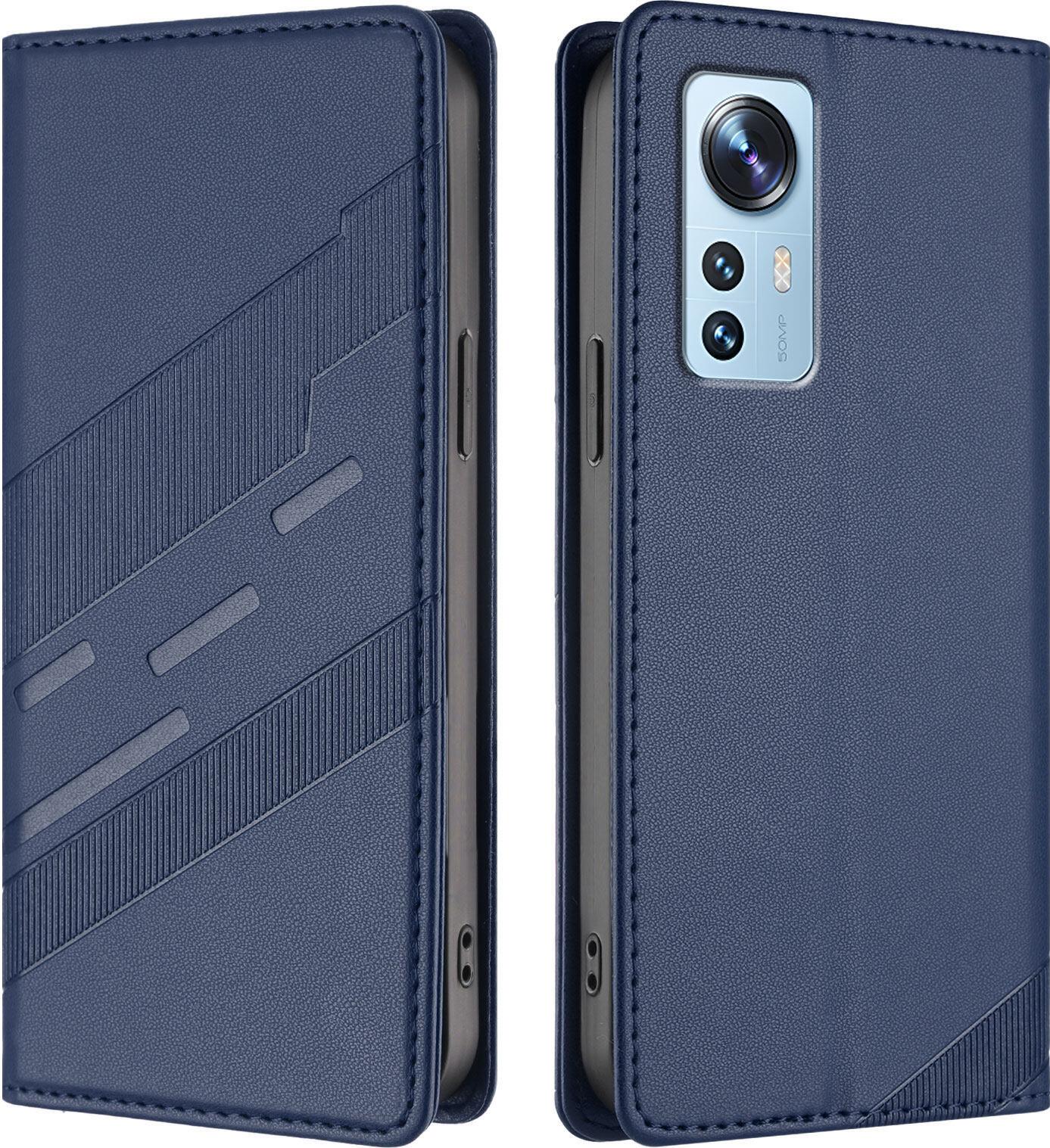 Custodia Per Xiaomi 12/Xiaomi 12X/Xiaomi 12S, Custodia A Portafoglio In Finto Cuoio Con Slot Per Schede E Funzione Stand Blau
