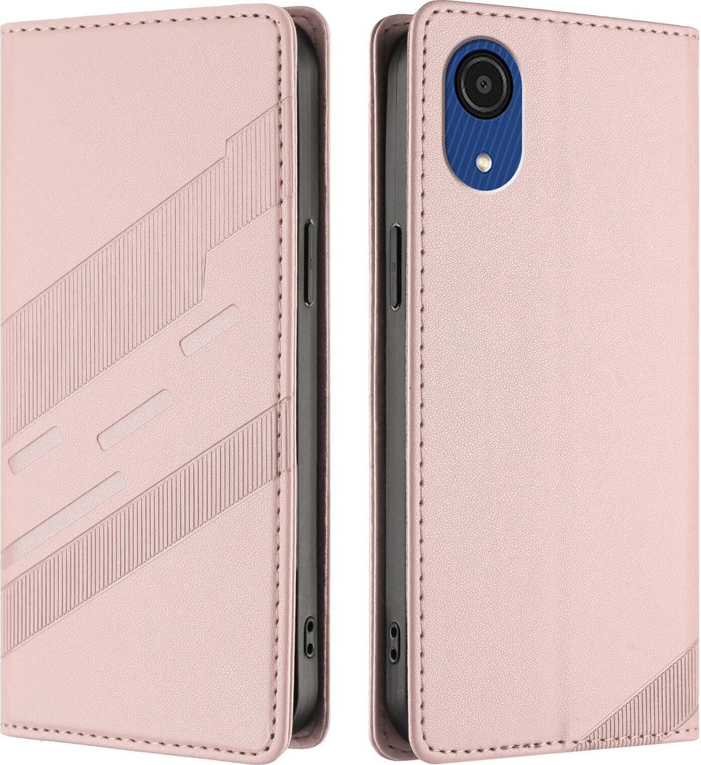 Custodia Per Samsung Galaxy A03 Core, Custodia A Portafoglio In Finto Cuoio Con Slot Per Schede E Funzione Stand Rosa