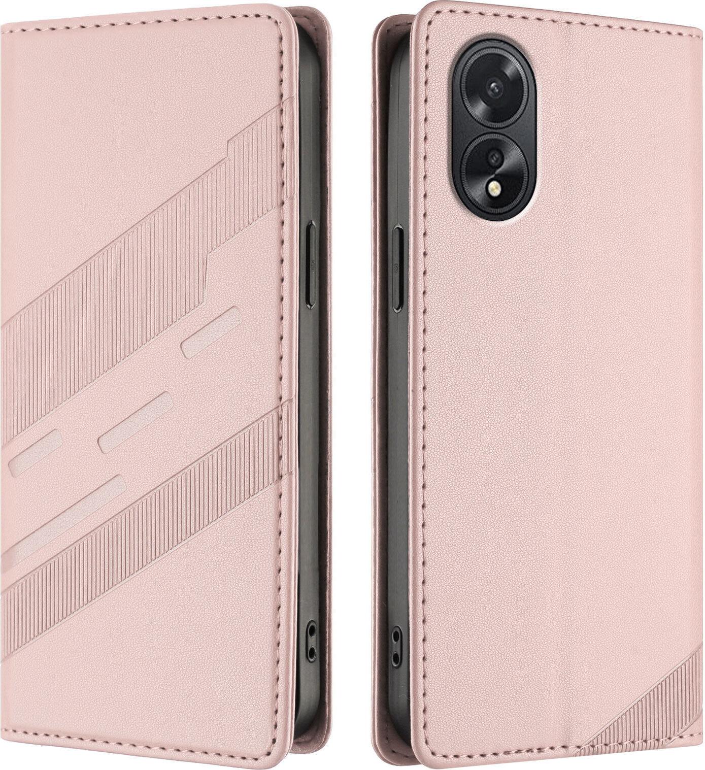 Custodia Per Oppo A38 / A18 4G, Custodia A Portafoglio In Finto Cuoio Con Slot Per Schede E Funzione Stand Rosa