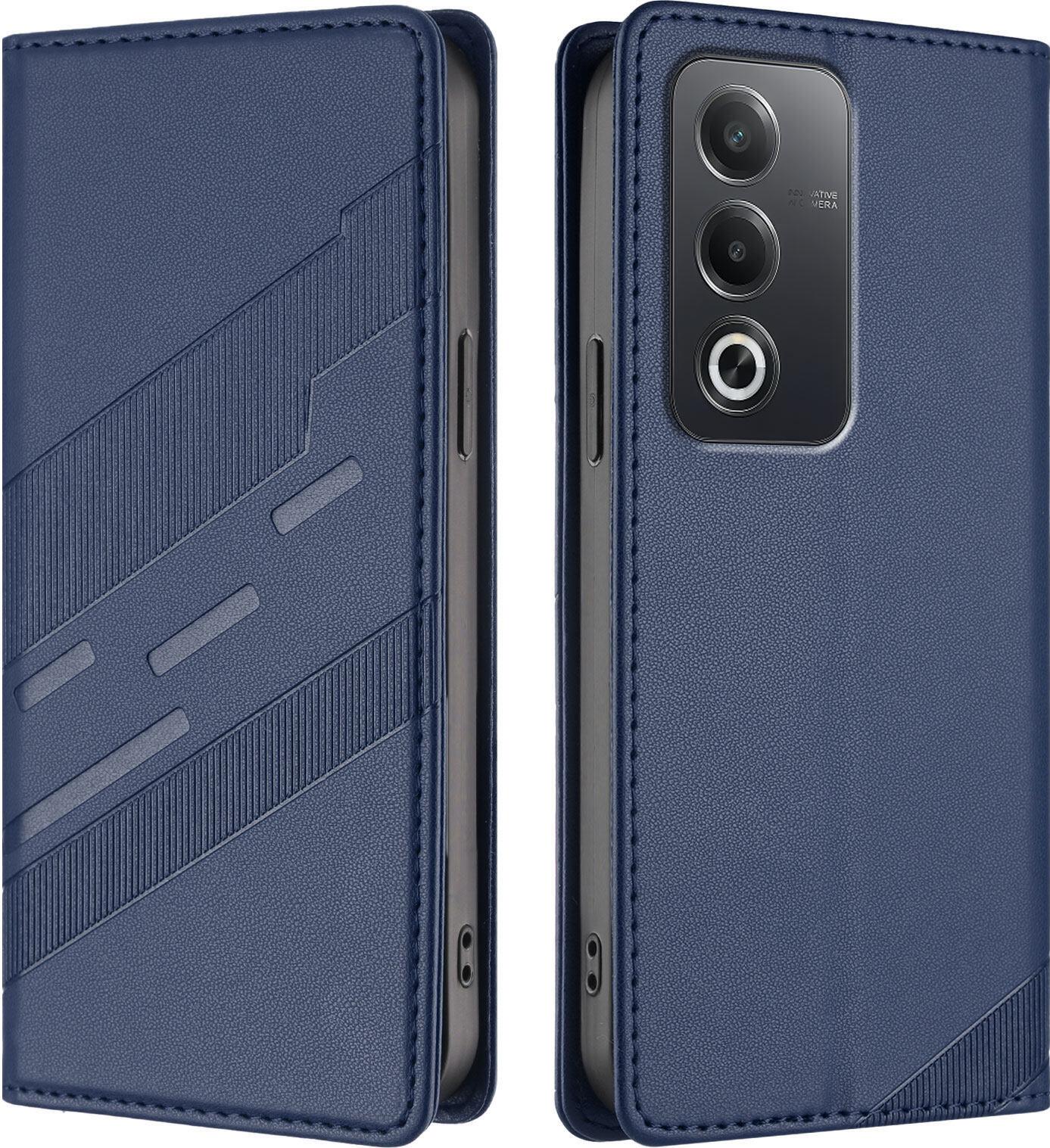 Custodia Per Oppo A80/Oppo A3 Pro, Custodia A Portafoglio In Finto Cuoio Con Slot Per Carte E Funzione Stand Blau