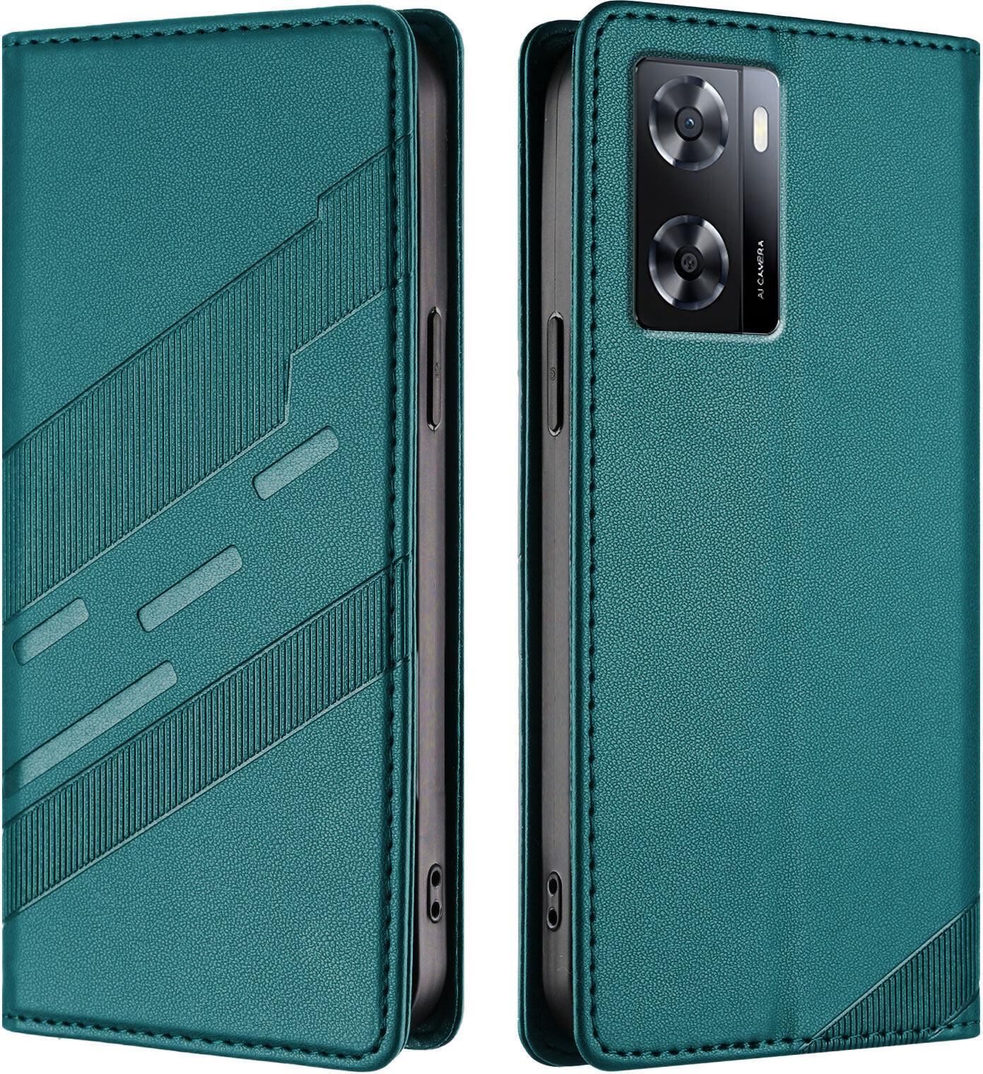 Custodia Per Oppo A57 4G/A77 4G/A57S 4G/A57E 4G/A57S 4G, Custodia A Portafoglio In Finto Cuoio Con Slot Per Schede E Funzione Stand GrüN