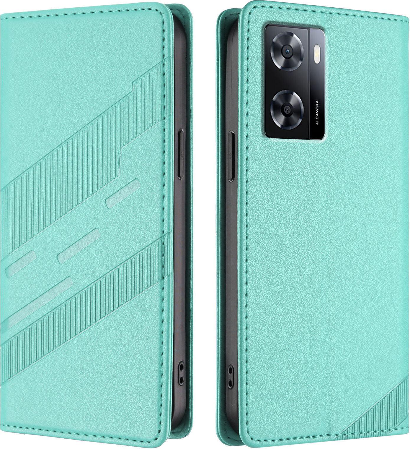 Custodia Per Oppo A57 4G/A77 4G/A57S 4G/A57E 4G/A57S 4G, Custodia A Portafoglio In Finto Cuoio Con Slot Per Carte E Funzione Stand TüRkis