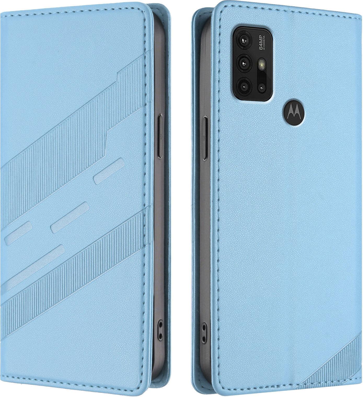 Custodia Per Motorola Moto G30 / G20 / G10, Custodia A Portafoglio In Finto Cuoio Con Slot Per Schede E Funzione Stand Hellblau