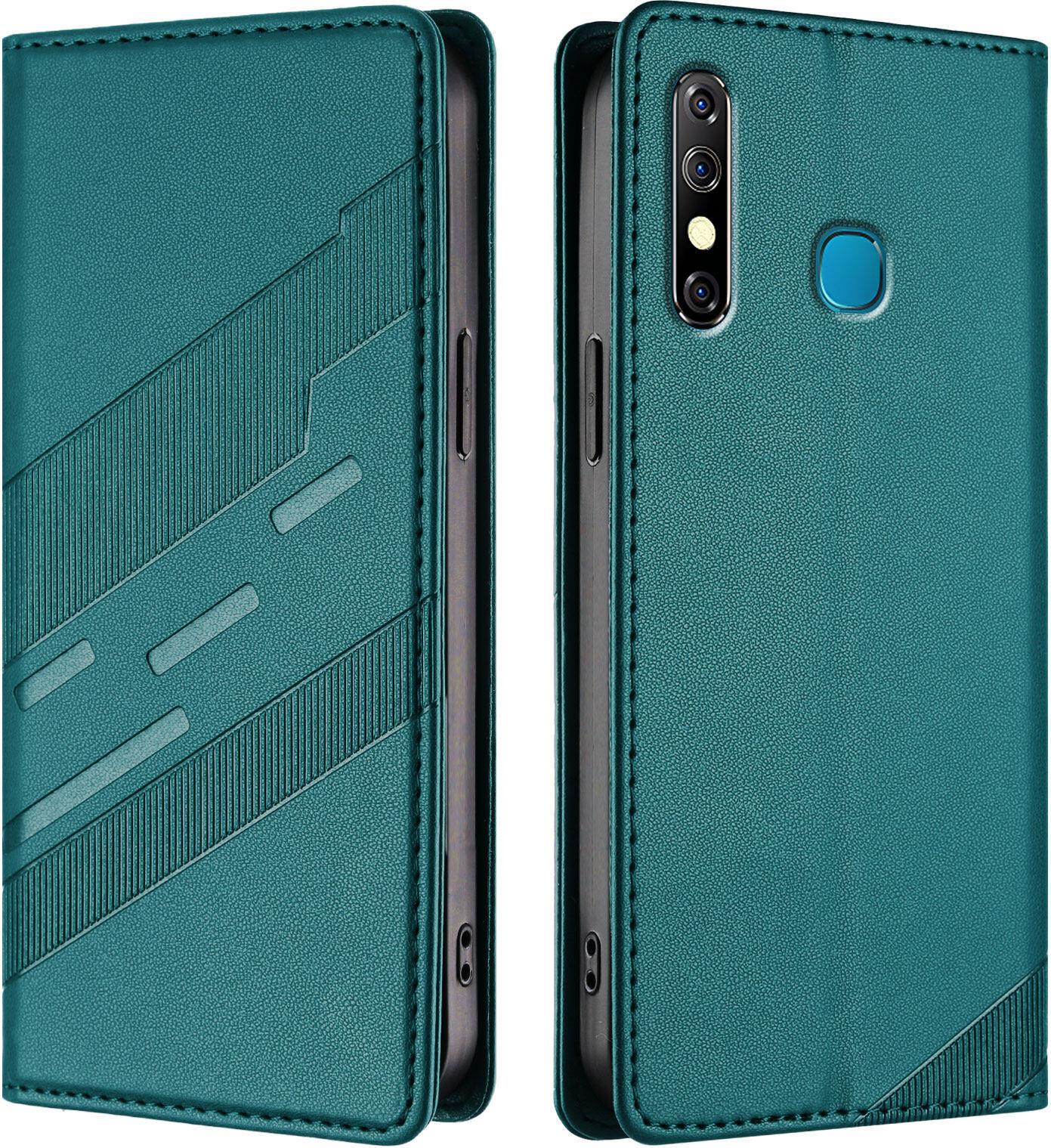 Custodia Per Infinix Hot 8/Hot 8 Lite/Tecno Spark 4/Camon 12, Custodia A Portafoglio In Finto Cuoio Con Slot Per Carte E Funzione Stand GrüN