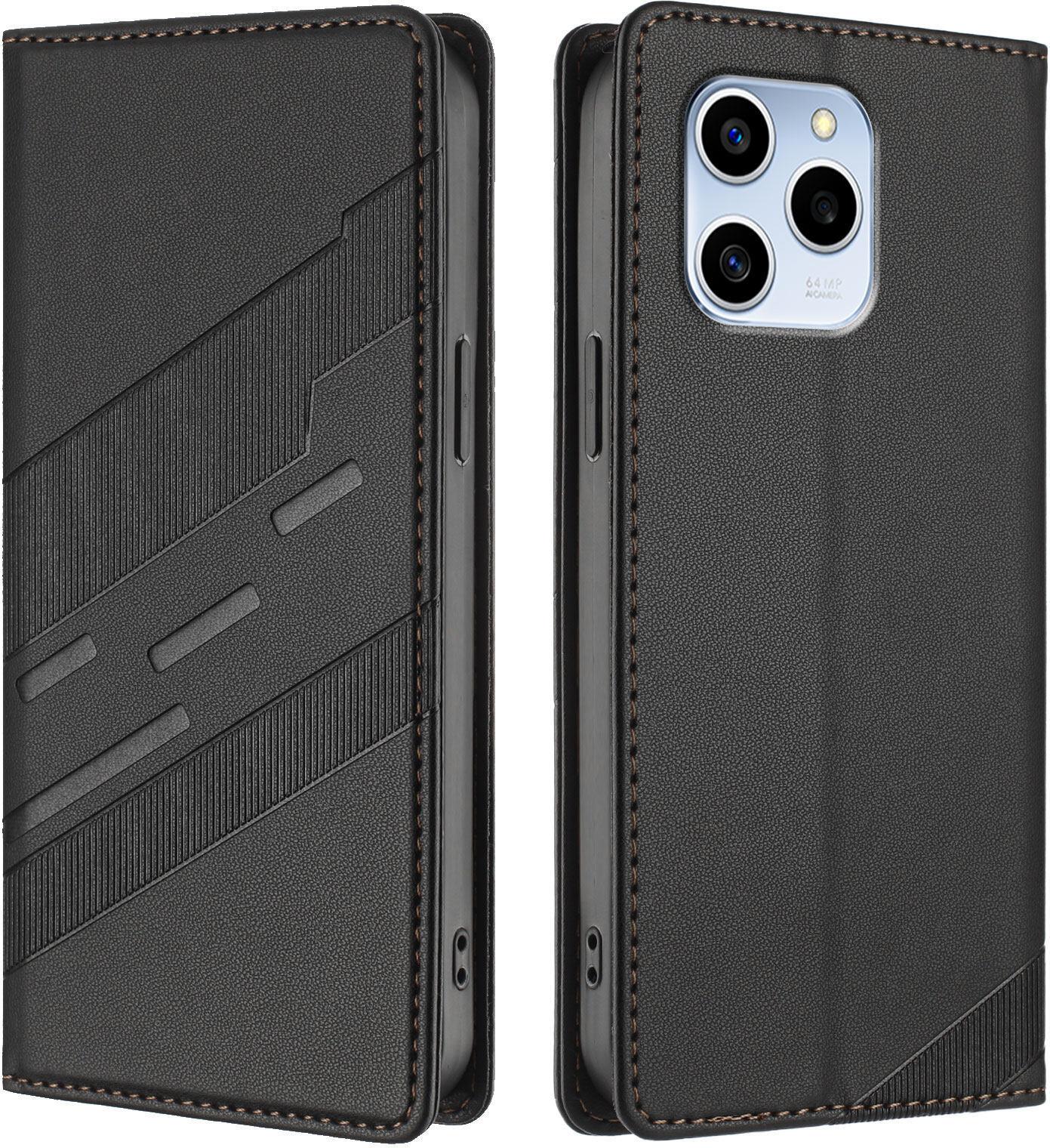 Custodia Per Honor 60 Se, Custodia A Portafoglio In Finto Cuoio Con Slot Per Carte E Funzione Stand Schwarz