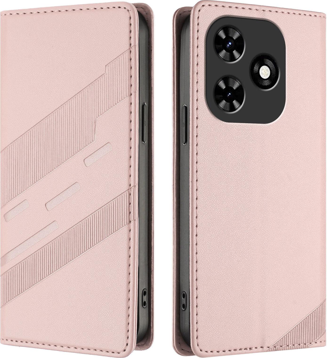 Custodia Per Tecno Spark 20/20C/Go 2024/Pop 8/Infinix Smart 8/ 8 Plus/ 8 Pro/Hot 40I, Custodia A Portafoglio In Finto Cuoio Con Slot Per Carte E Funzione Stand Rosa