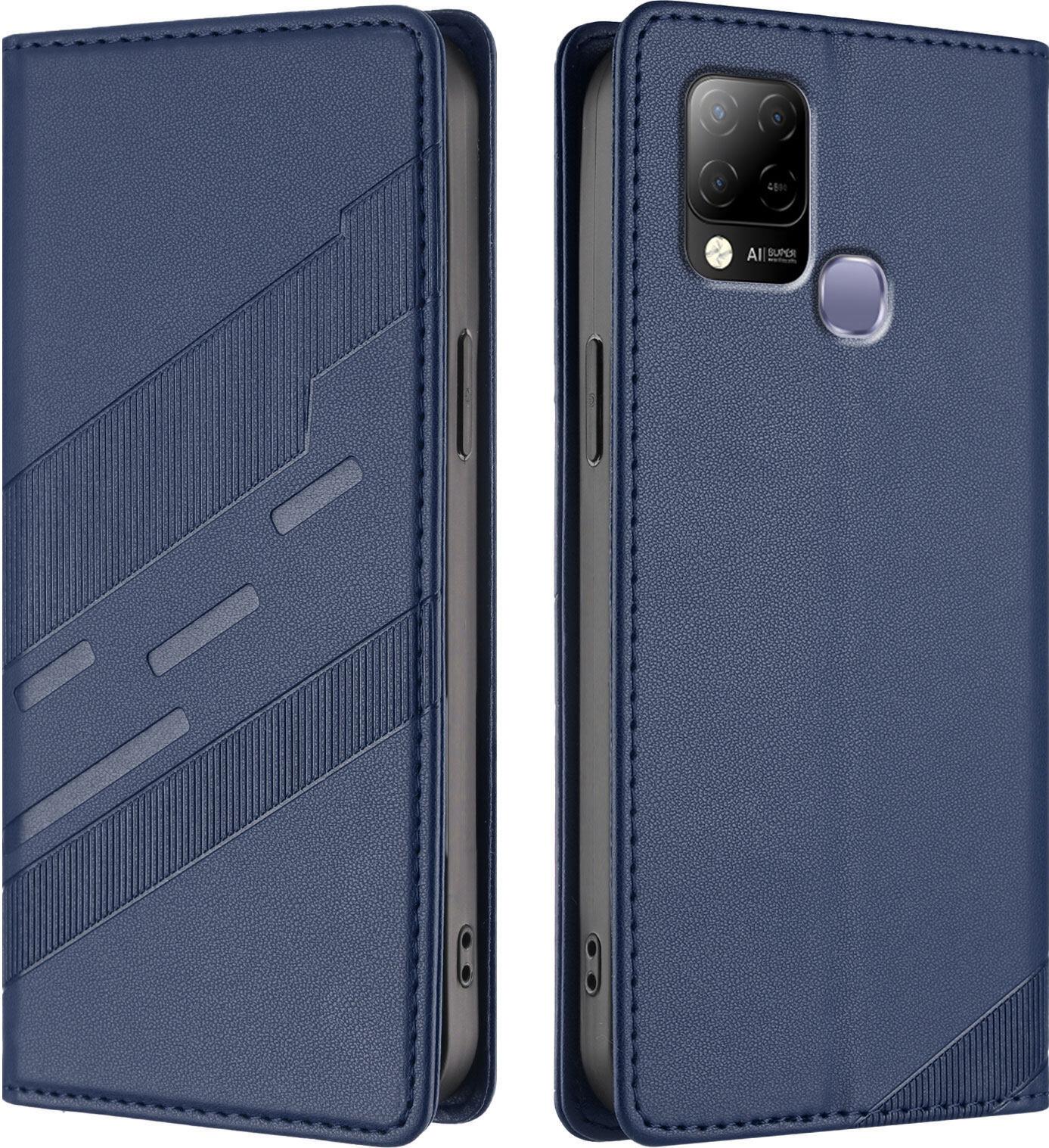 Custodia Per Infinix Hot 10T/Infinix Hot 10S, Custodia A Portafoglio In Finto Cuoio Con Slot Per Carte E Funzione Stand Blau