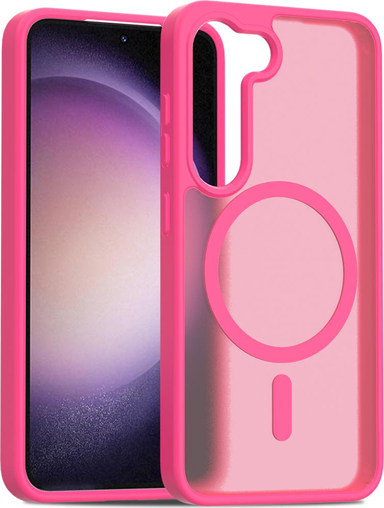 Custodia Magnetica Per Samsung Galaxy S23, Compatibile Con Magsafe, Retro Trasparente Opaco, Antiurto Rosa