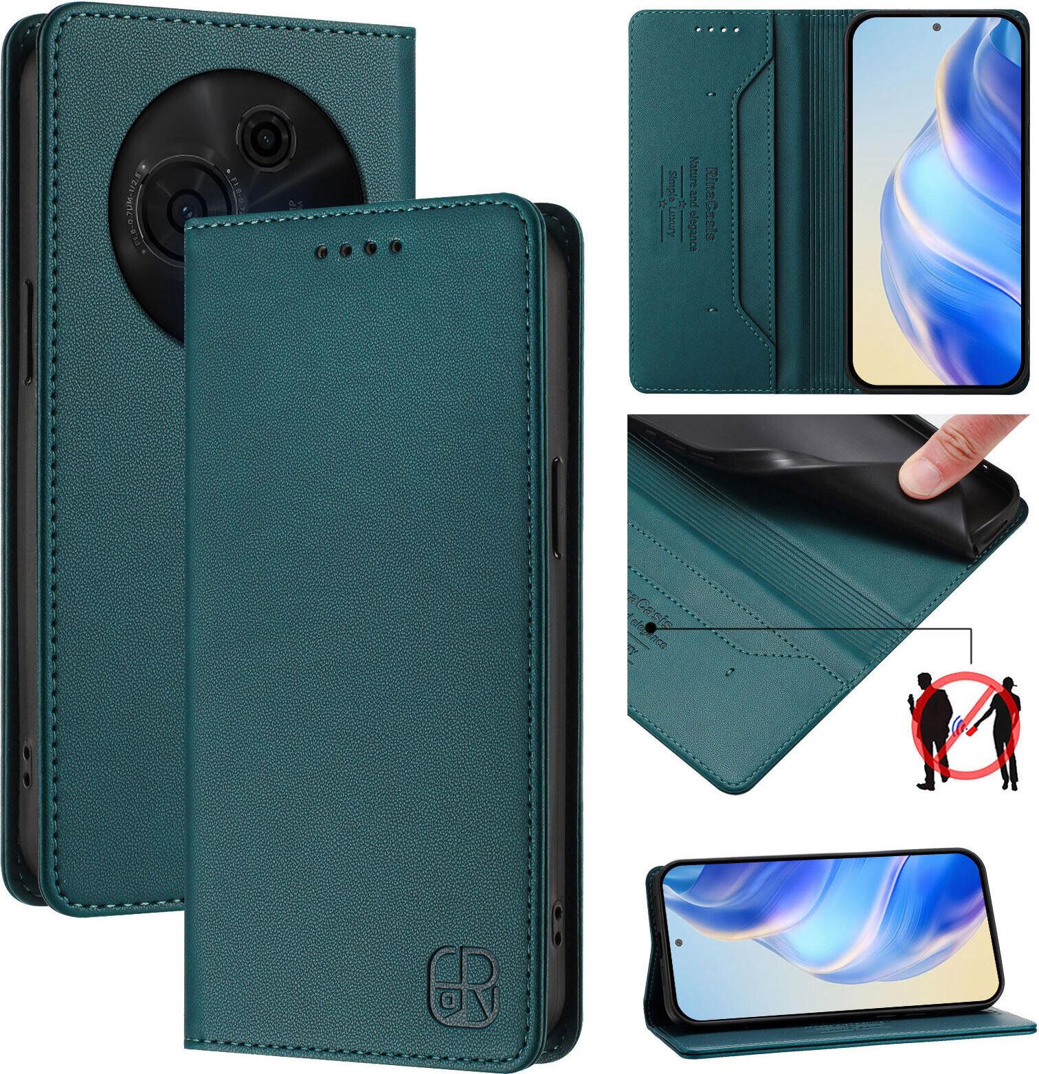 Custodia In Pelle Per Tcl 60 Nxtpaper, Flip Case Con Slot Per Carte, Portafoglio E Supporto Verde Scuro