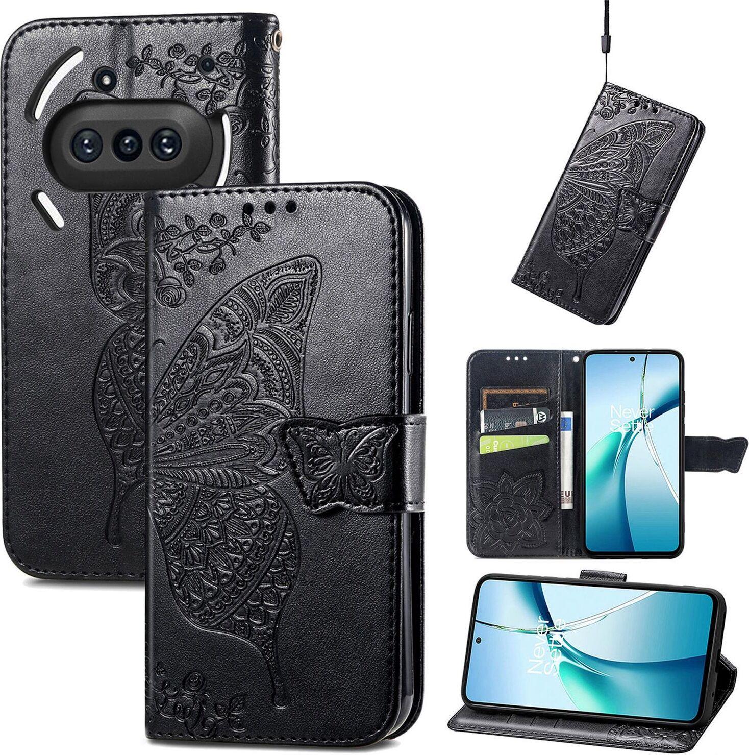 Per Nothing Phone 3A Custodia A Portafoglio In Pelle Finta Custodia Per Cellulare Custodia Con Design A Farfalla Custodie Nero
