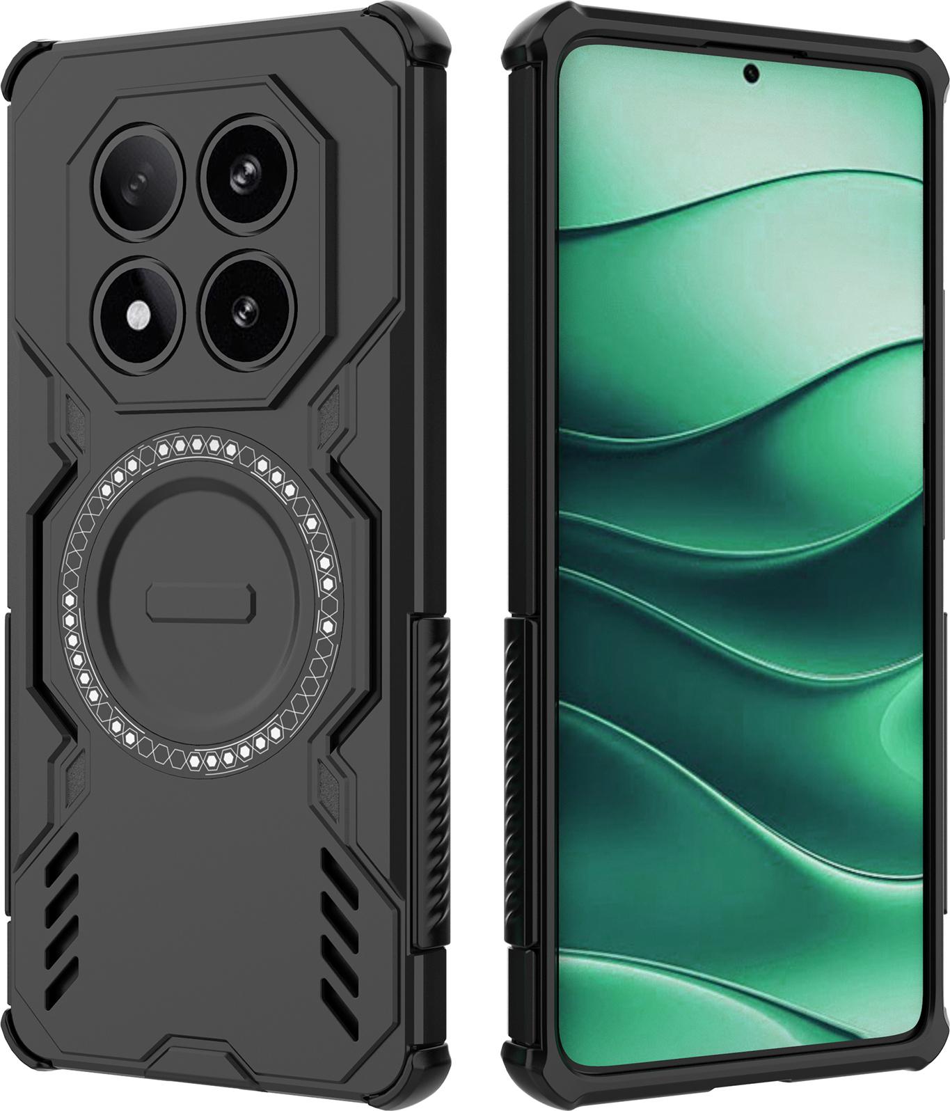 Custodia Magnetica Per Xiaomi Poco X7 / Redmi Note 14 Pro 5G, Paraurti Ibrido In Pc E Tpu, Prese D'aria Per La Dissipazione Del Calore Custodia Nera