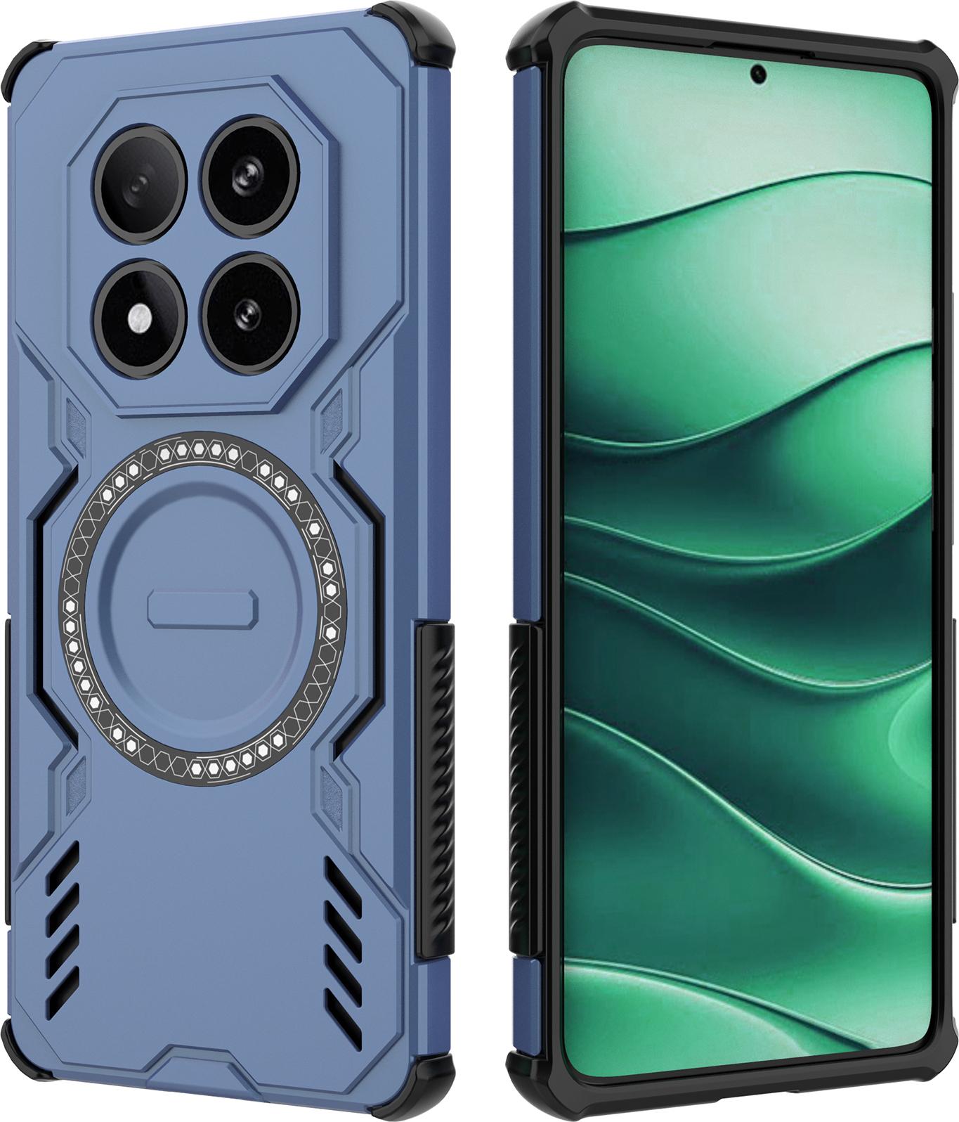 Custodia Magnetica Per Xiaomi Poco X7 / Redmi Note 14 Pro 5G, Paraurti Ibrido In Pc E Tpu, Prese D'aria Per La Dissipazione Del Calore Custodia Blu