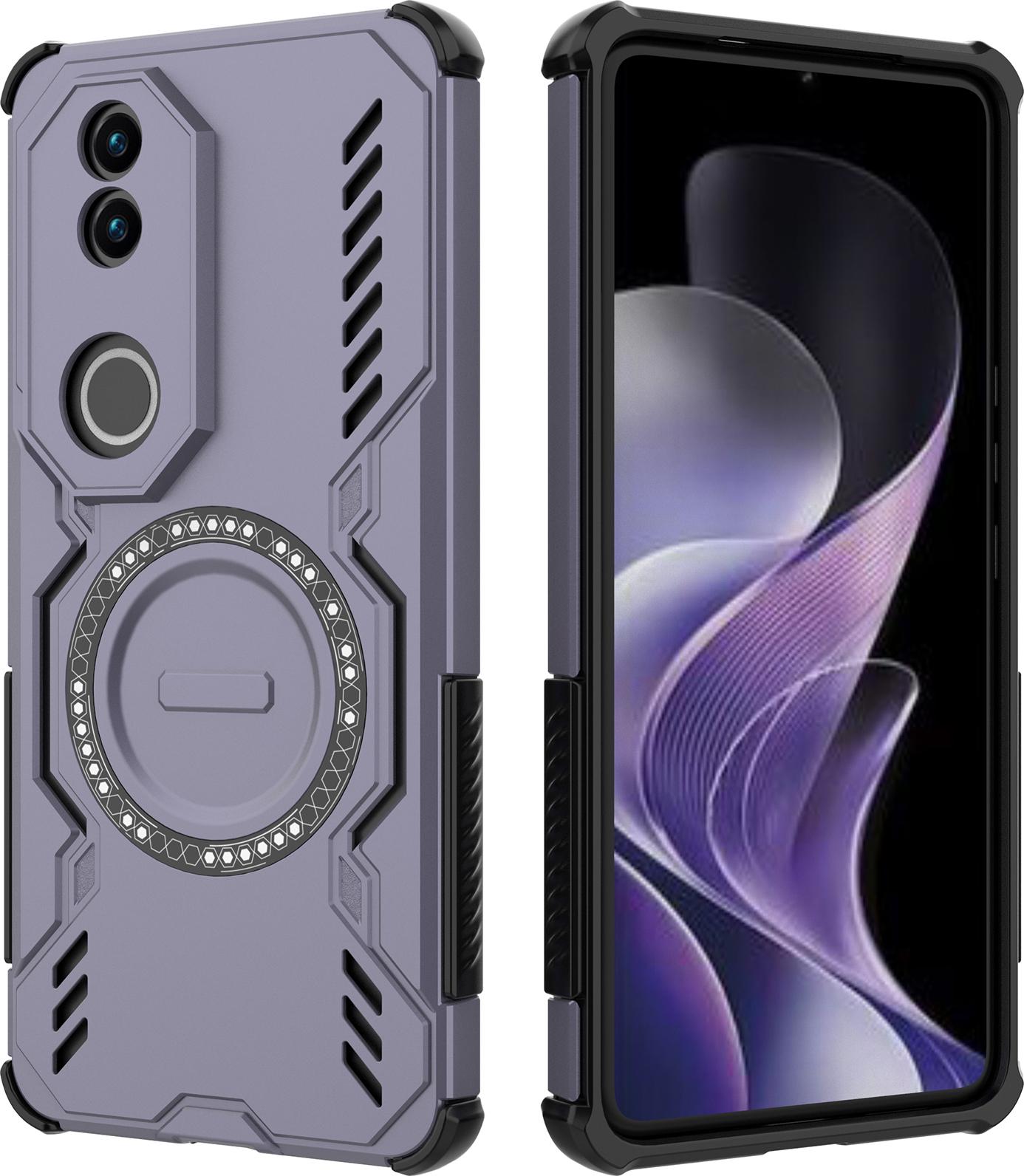 Custodia Magnetica Per Vivo V50, Paraurti Ibrido In Pc E Tpu, Prese D'aria Per La Dissipazione Del Calore Custodia Viola