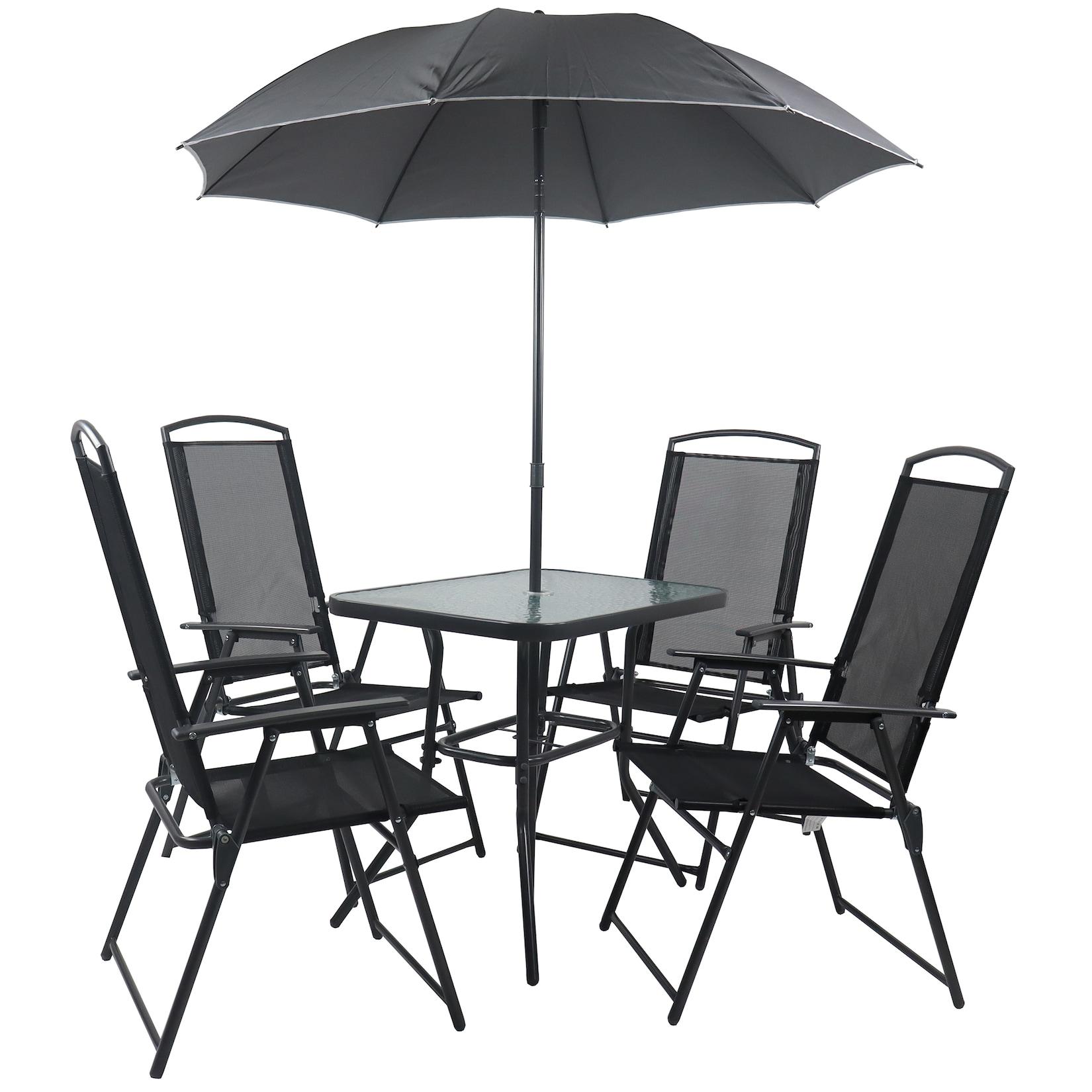 VCM 5-tlg Gartenmöbel Set Sitzgruppe Essgruppe 1xTisch, 4x Stühle Tisch Maße ca. H. 70 x B. 80 x T. 55 cm Hochlehner Set 80