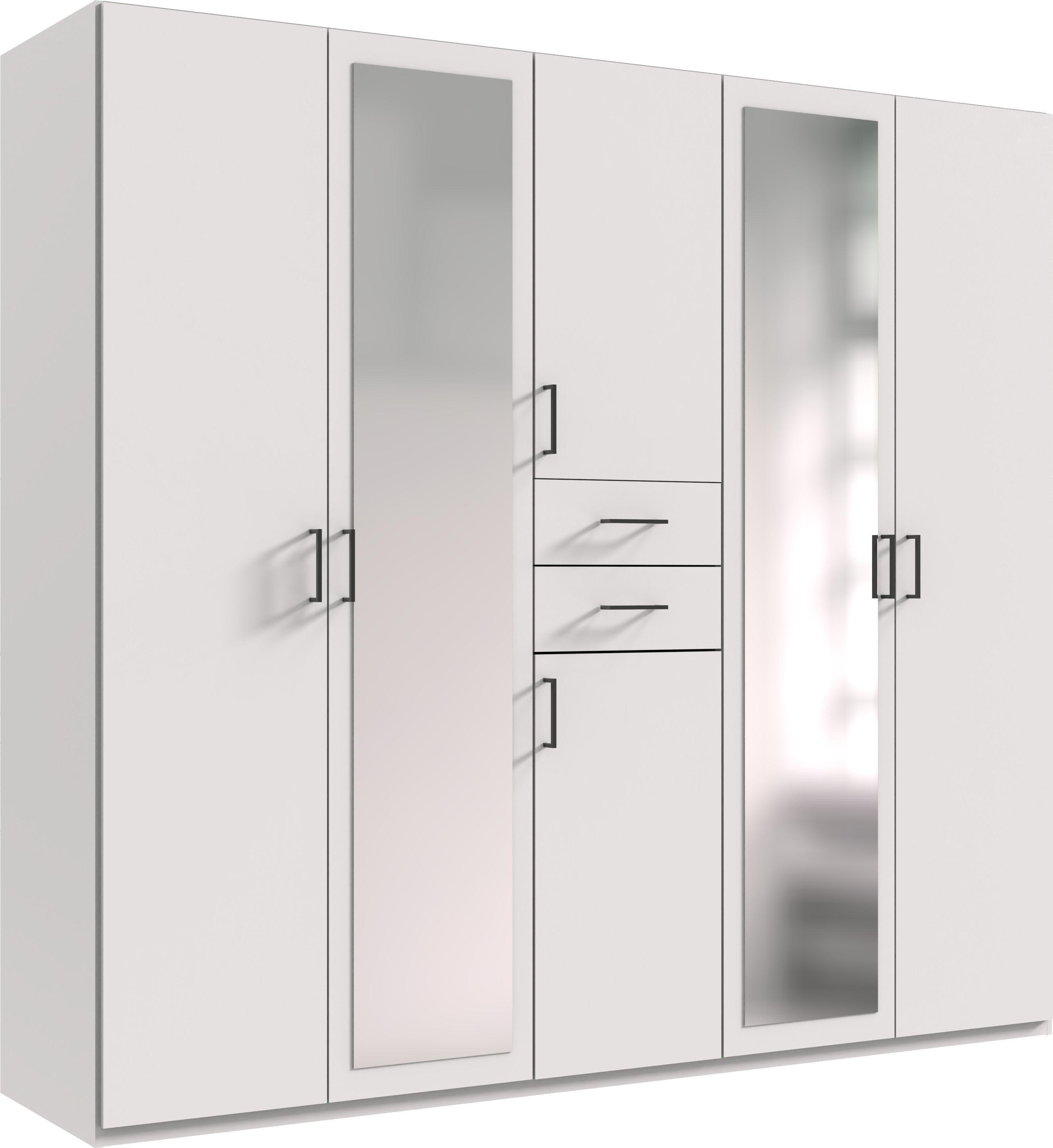 DrehtüRenschrank Wimex "Dillingen", Weiß, B:225Cm H:208Cm T:58Cm, Holzwerkstoff, SchräNke, DrehtüRenschrank, Schubladen Auf Bequemer ZugriffshöHe, Mit Spiegel