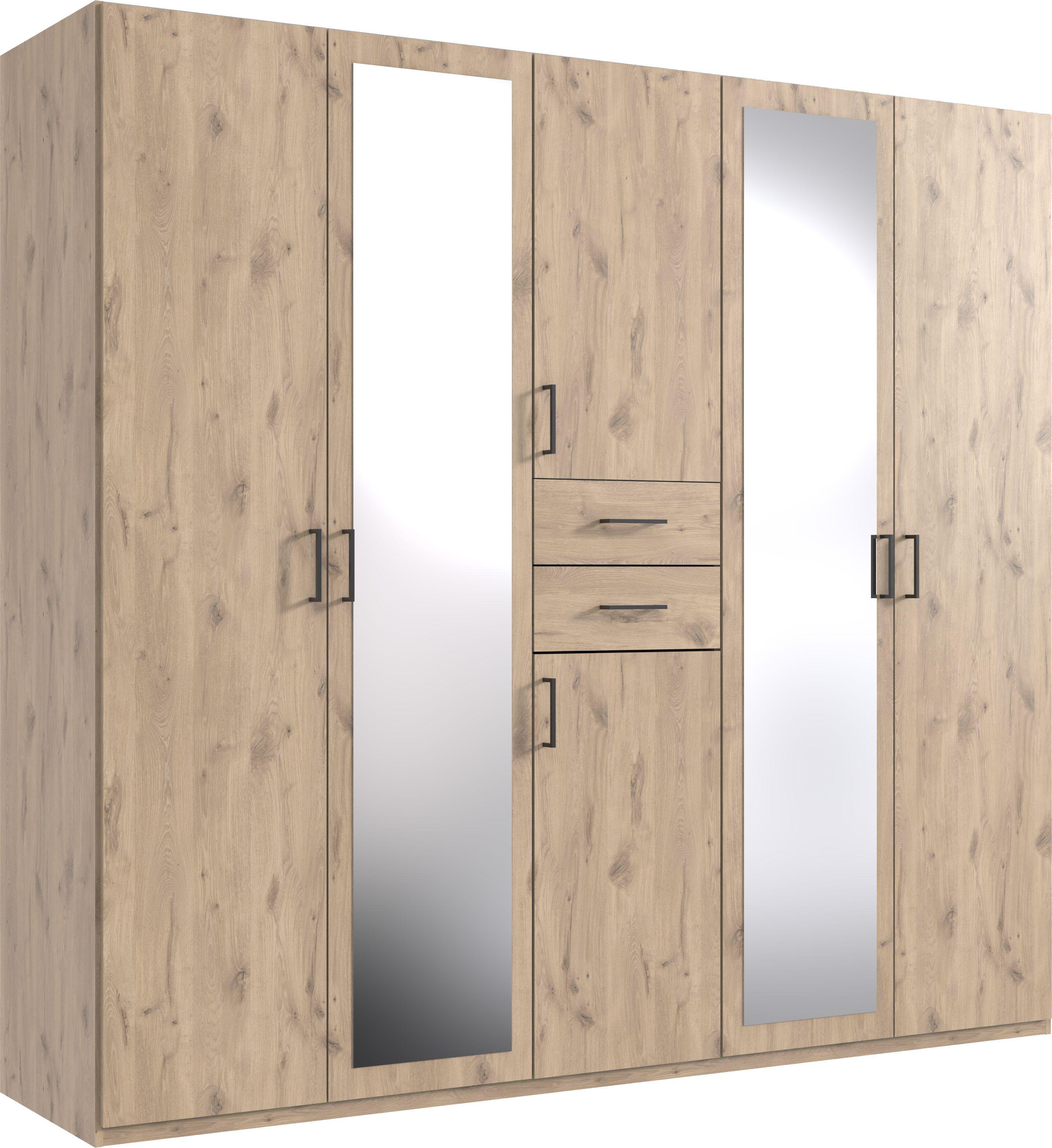 DrehtüRenschrank Wimex "Dillingen", Beige (Viking, Oak Nachbildung), B:225Cm H:208Cm T:58Cm, Holzwerkstoff, SchräNke, DrehtüRenschrank, Schubladen Auf Bequemer ZugriffshöHe, Mit Spiegel
