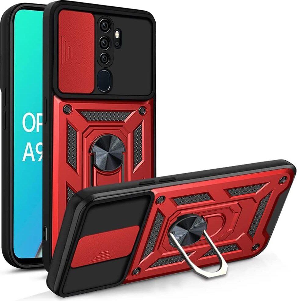 Oppo A9 2020 Custodia Con Anello, Supporto, Protezione Fotocamera, Paraurti In Tpu, Custodia In Silicone Per Oppo A9 2020 / A5 2020 Rosso