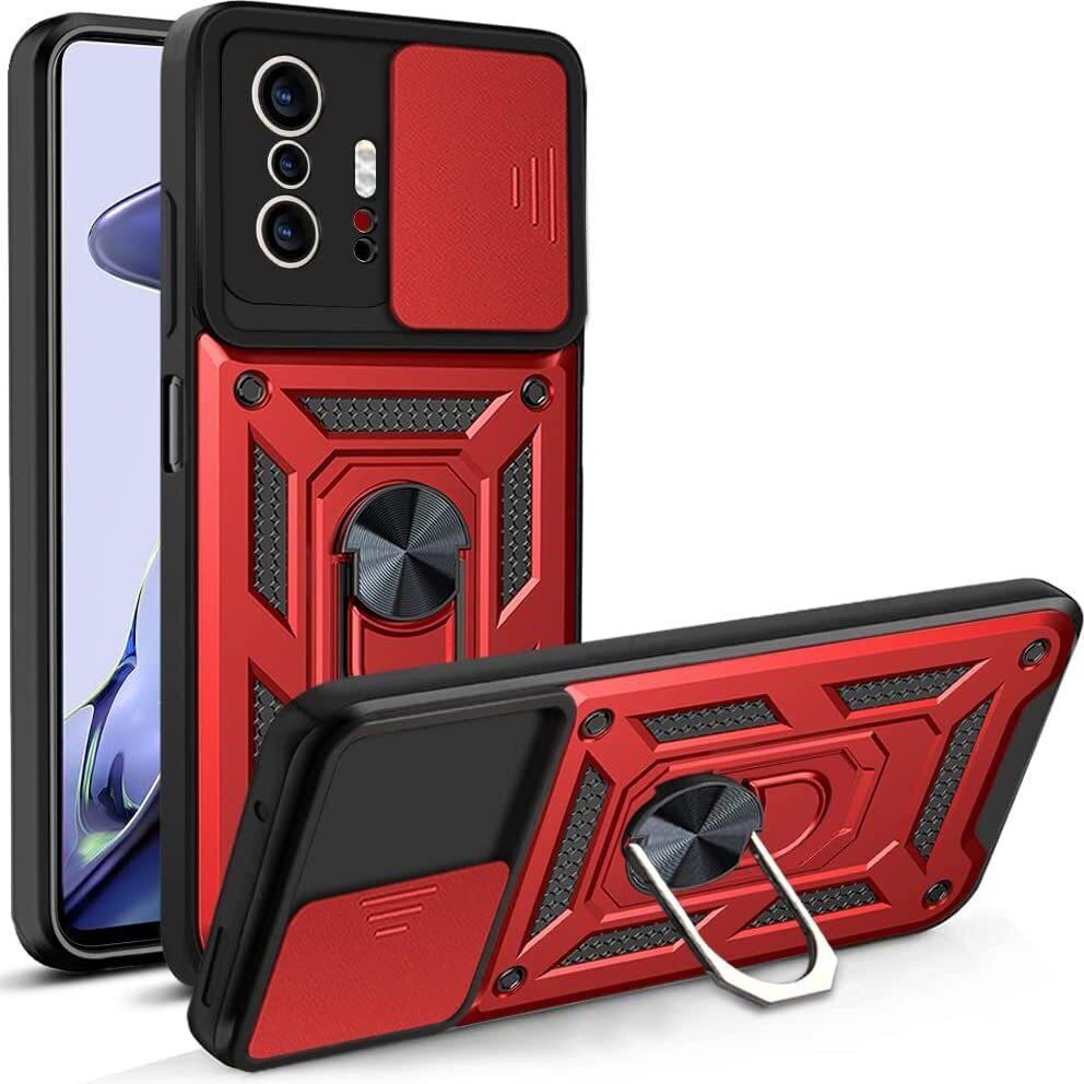 Xiaomi Mi 11T Custodia Con Anello, Supporto, Protezione Fotocamera, Paraurti In Tpu, Custodia In Silicone Per Xiaomi Mi 11T / Mi 11T Pro Rosso