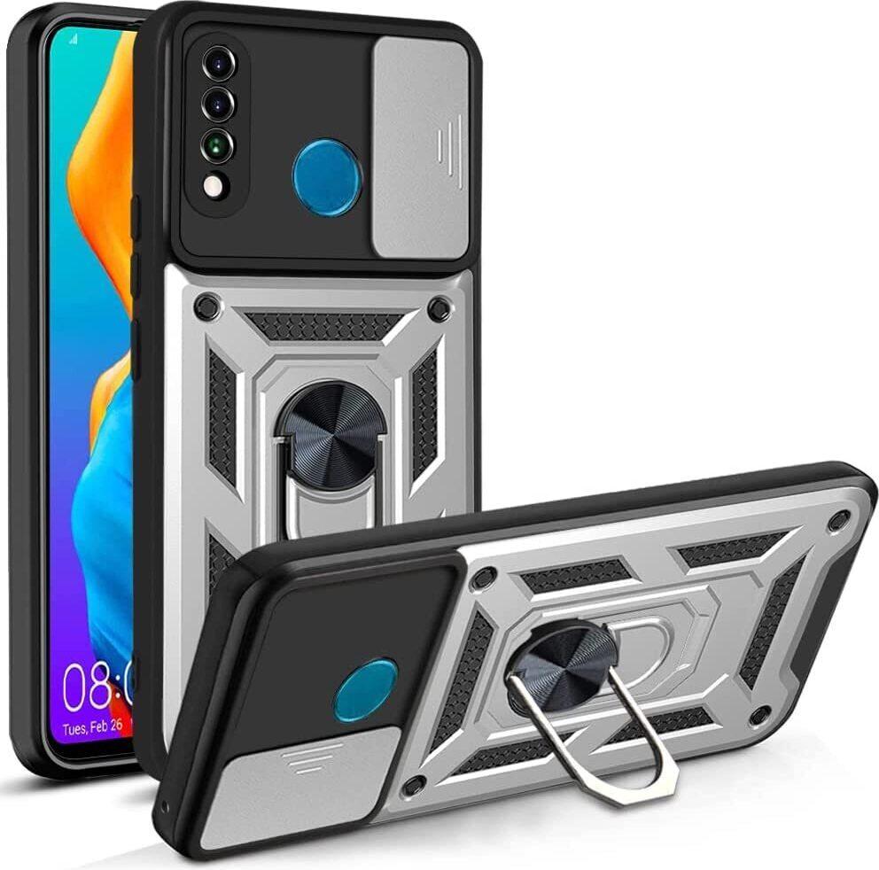 Huawei P30 Lite Custodia Con Anello, Supporto, Protezione Fotocamera, Paraurti In Tpu, Custodia In Silicone Per Huawei P30 Lite Argento