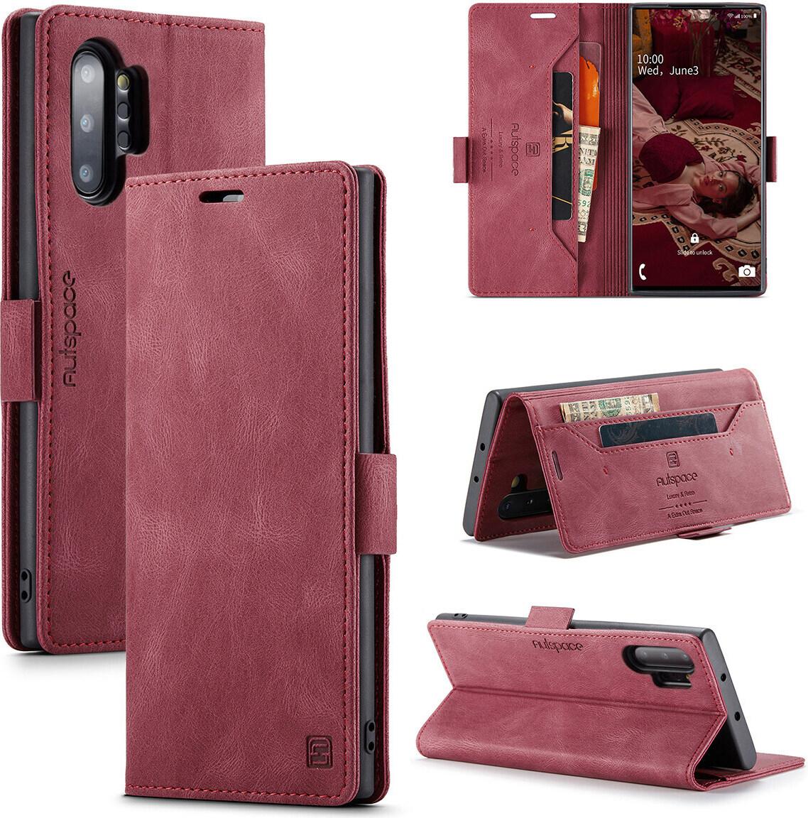 Custodia Galaxy Note 10+ Plus, Custodia Retrò In Finto Cuoio, Supporto E Custodia Protettiva Per Samsung Galaxy Note 10 Plus / Note 10+ Rosso