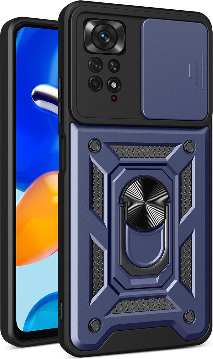 Redmi Note 11 Pro Custodia Con Anello Stand Holder Slide Camera Protection Tpu Bumper Silicone Case Per Samsung Redmi Note 11 Pro / Note 11 Pro 5G Blue