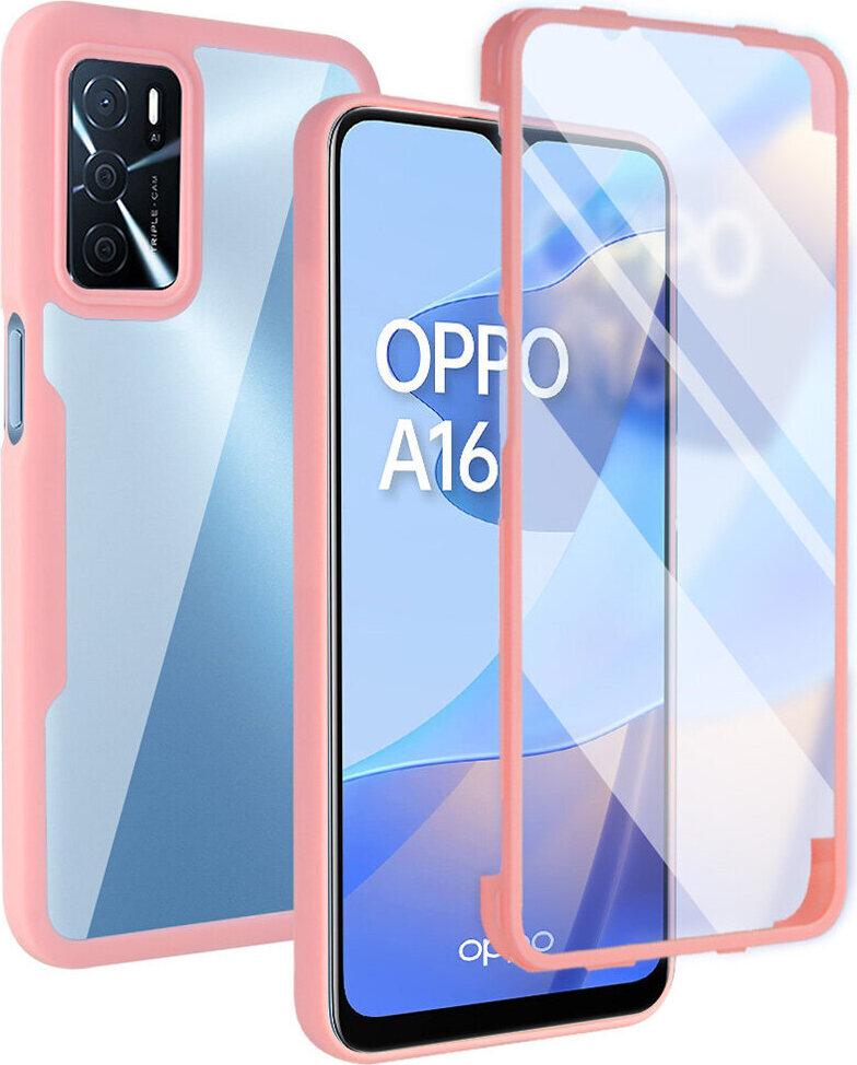 Oppo A16 Custodia Protettiva, Built-In Screen Protector 360 Gradi Protezione Completa Custodia Del Telefono Cellulare Per Oppo A16/A16S/A54S/A54 4G/A55 Rosa