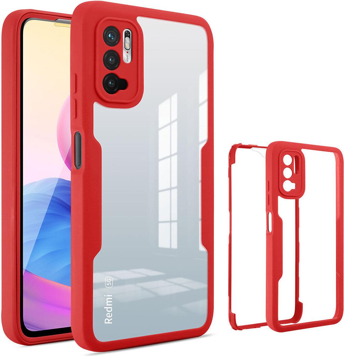 Xiaomi Poco M3 Pro 5G Custodia Protettiva, Built-In Screen Protector 360 Gradi Protezione Completa Custodia Del Telefono Cellulare Per Xiaomi Poco M3 Pro 5G Rosso