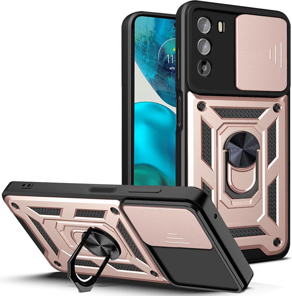 Moto G52 Custodia Con Anello, Supporto, Protezione Fotocamera, Paraurti In Tpu, Custodia In Silicone Per Motorola Moto G52 Rosa