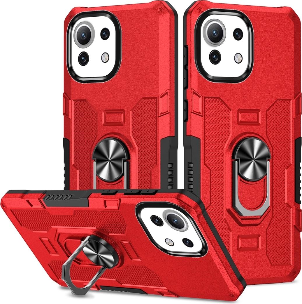 Xiaomi Mi 11 Lite Case, Resistente Custodia A Doppio Strato Con Supporto Ad Anello E Supporto Per Xiaomi Mi 11 Lite Rosso