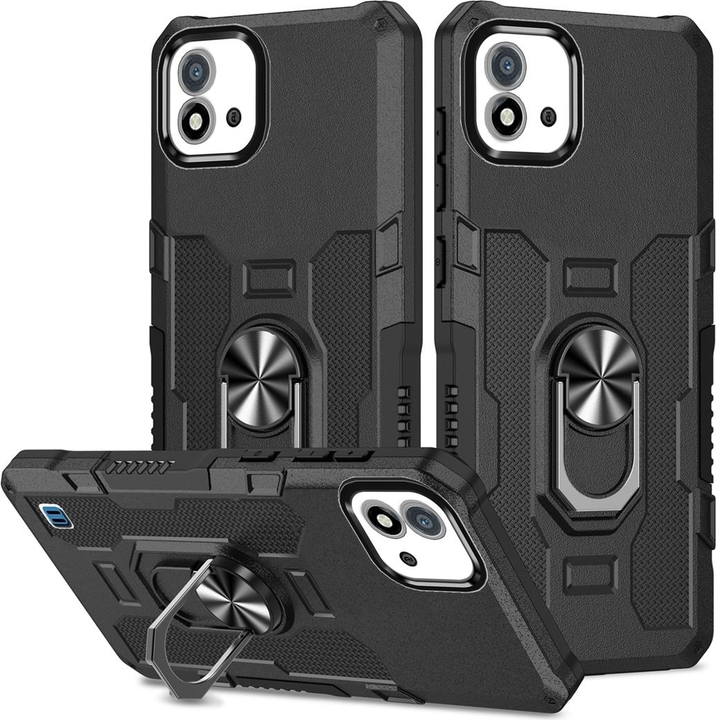 Custodia Realme C11 2021, Resistente Custodia A Doppio Strato Con Supporto Ad Anello E Supporto Per Oppo Realme C20 / C11 2021 Nero