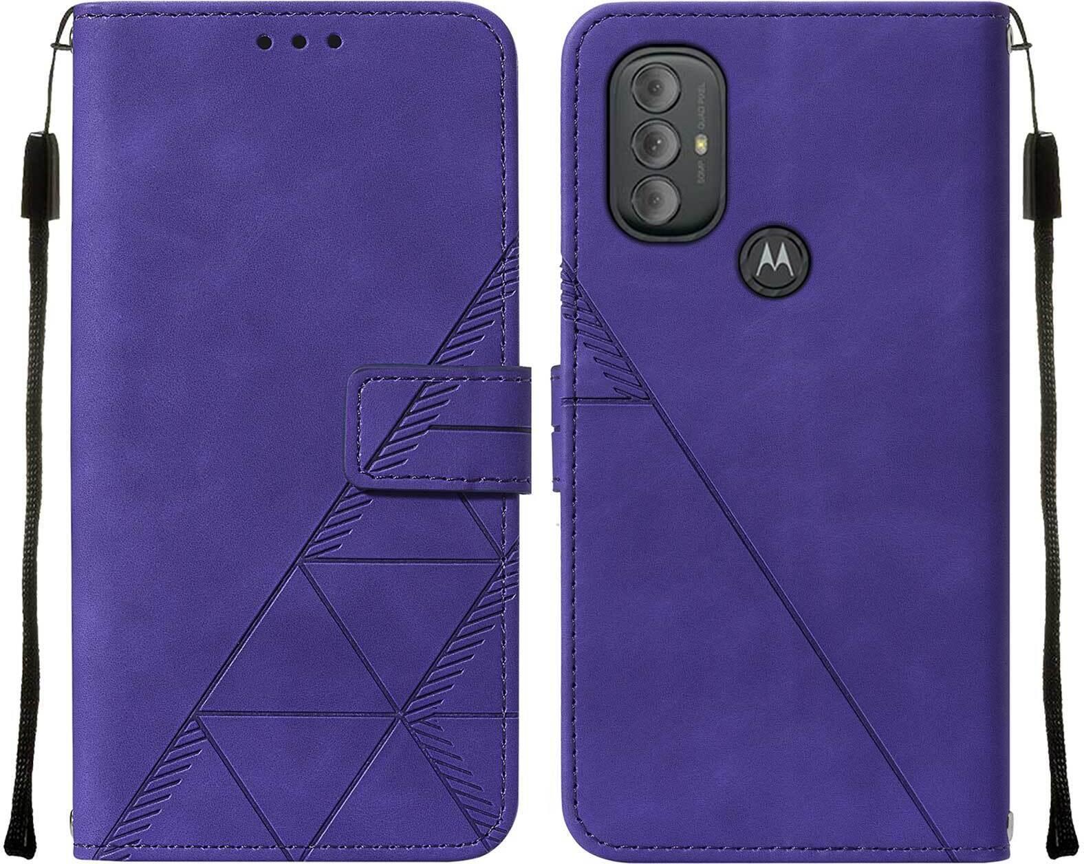 Custodia In Pelle Flip Per Motorola Moto G Power 2022 Custodia Con Design A Portafoglio Con Goffratura, Porta Carte E Supporto Viola