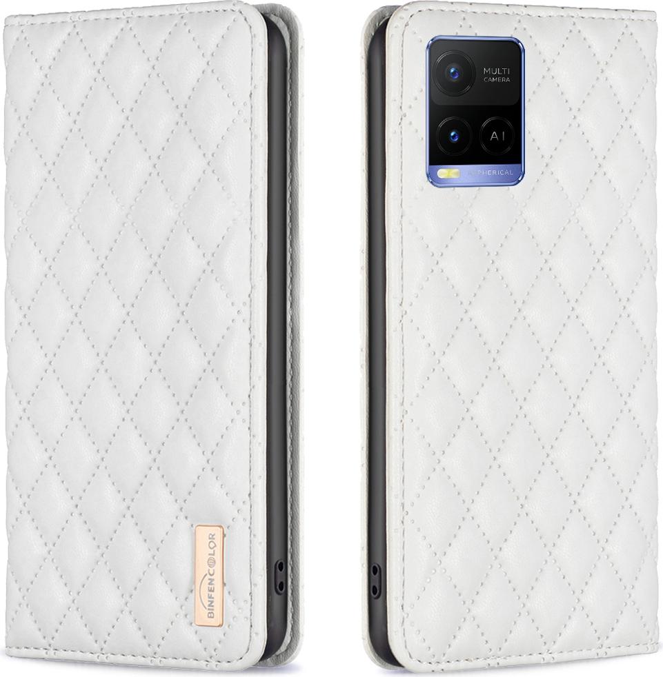 Custodia Per Vivo Y21 Y21S Y33S, Elegante Custodia In Pelle Flip Portacarte Con Supporto Per Vivo Y21 Y21S Y33S Bianco