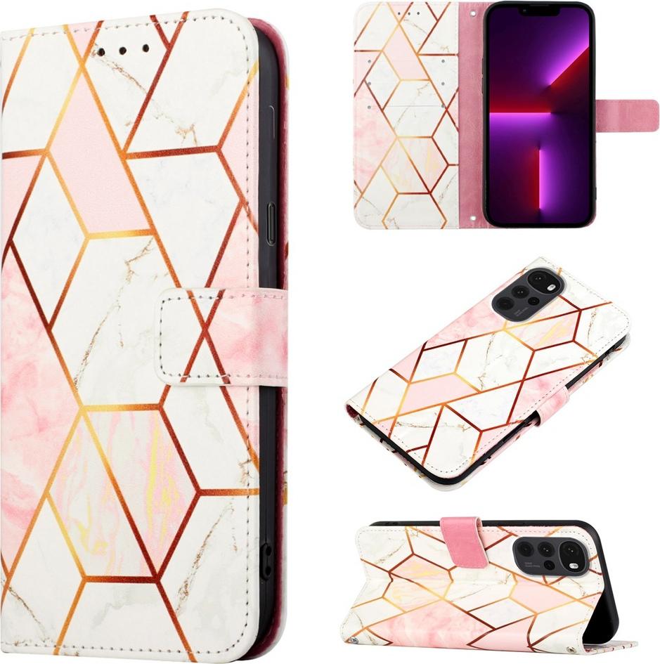Moto G22 Case, Marble Motifpoliuretanoleather Case Wallet Card Holder Con Funzione Stand Flip Cover Per Motorola Moto G22 Rose Gold