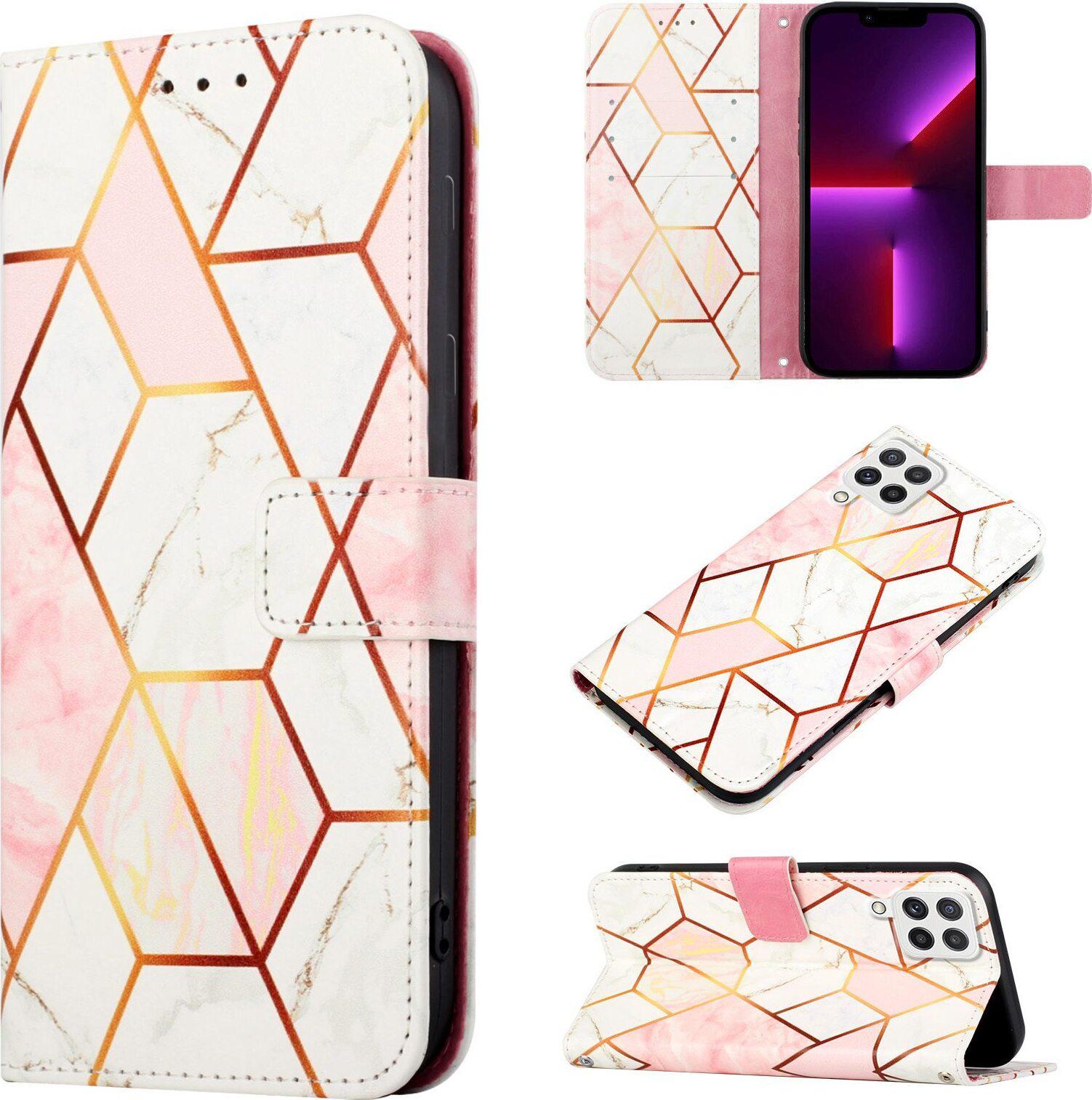 Custodia Galaxy A13 4G, Custodia In Finto Cuoio Con Motivo A Marmi, Tasche Per Carte, Custodia Stand Per Samsung Galaxy A13 4G Rose Gold