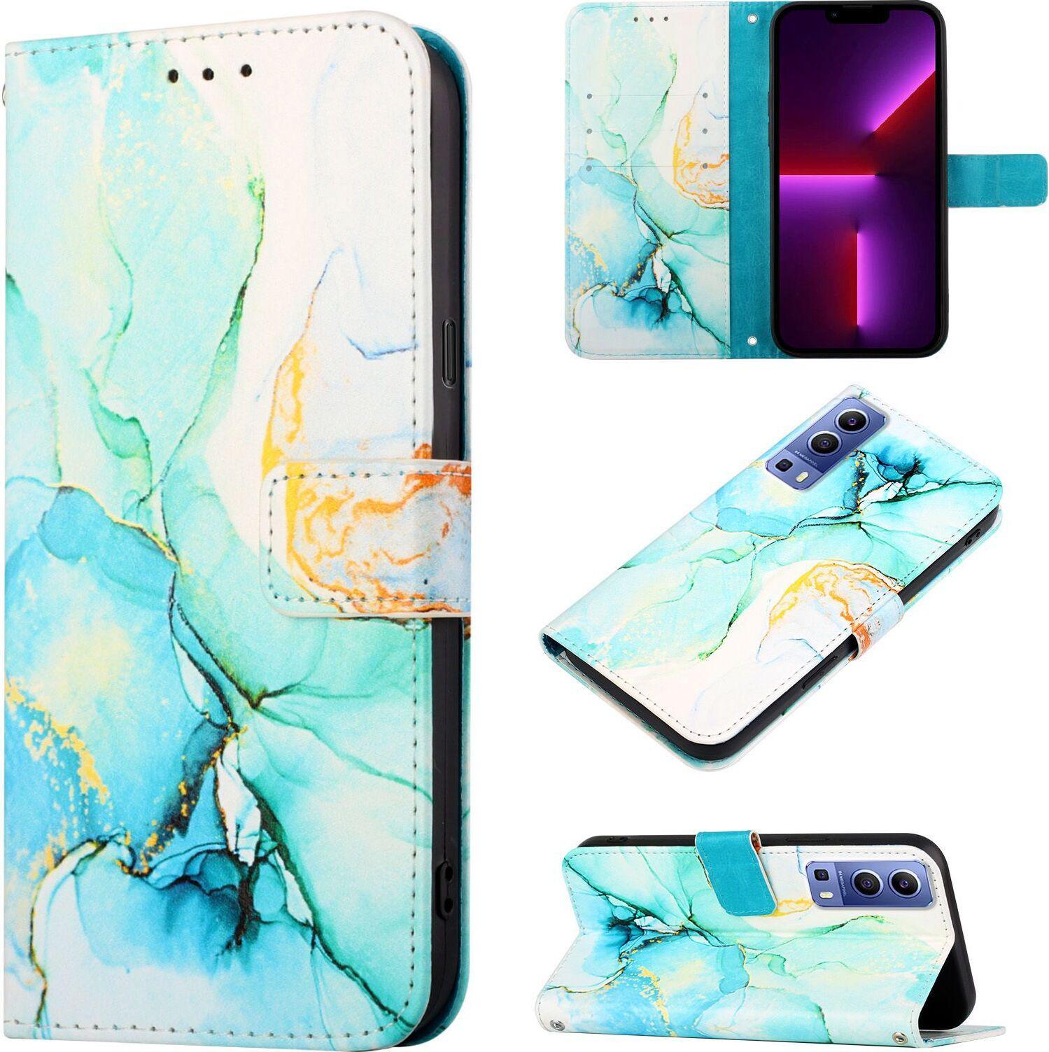 Custodia Vivo Y72 5G, Custodia In Finto Cuoio Con Motivo A Marmi, Tasche Per Carte, Custodia Stand Per Vivo Y72 5G / Y52 5G Verde