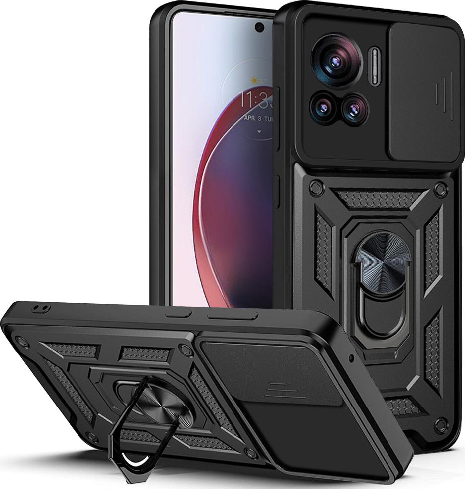 Motorola Edge 30 Ultra Custodia Con Anello, Supporto, Protezione Fotocamera, Paraurti In Tpu, Custodia In Silicone Per Motorola Edge 30 Ultra Nero