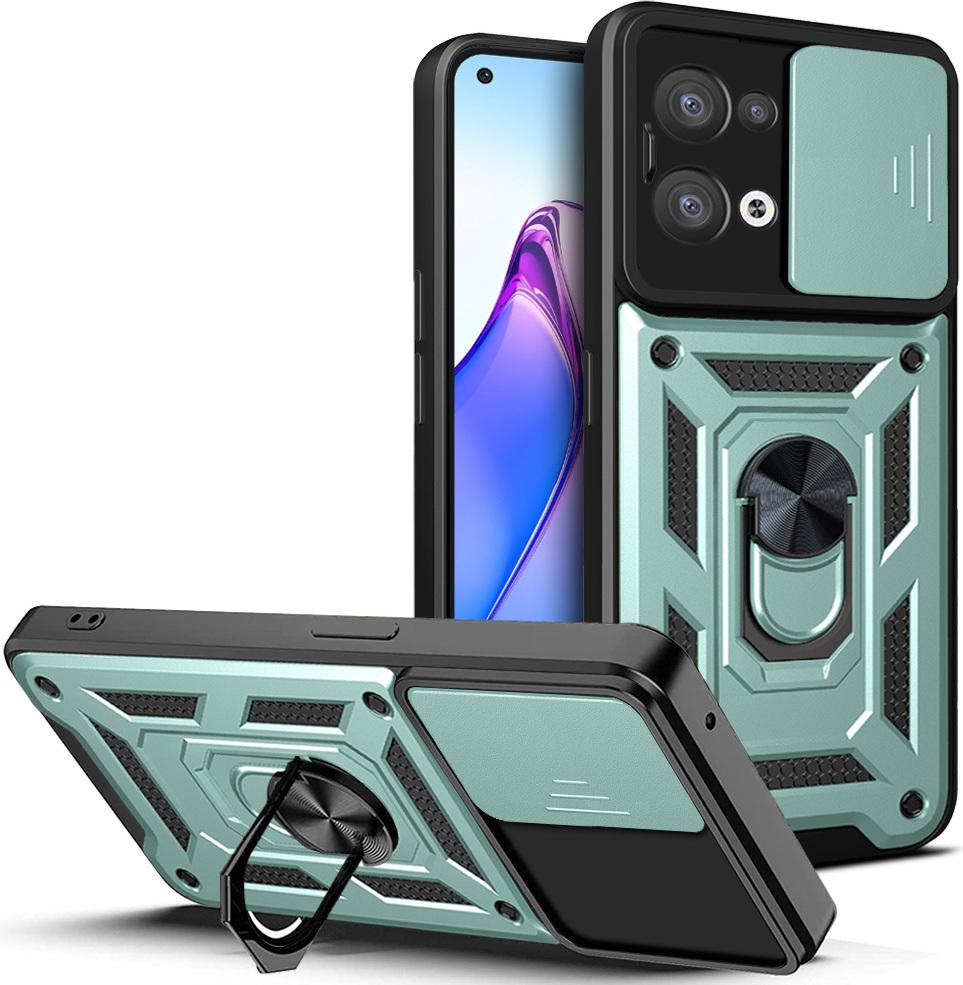 Oppo Reno8 5G Custodia Con Anello Supporto Supporto Scivolare Fotocamera Protezione Tpu Pc Custodia Protettiva Per Oppo Reno8 5G Verde