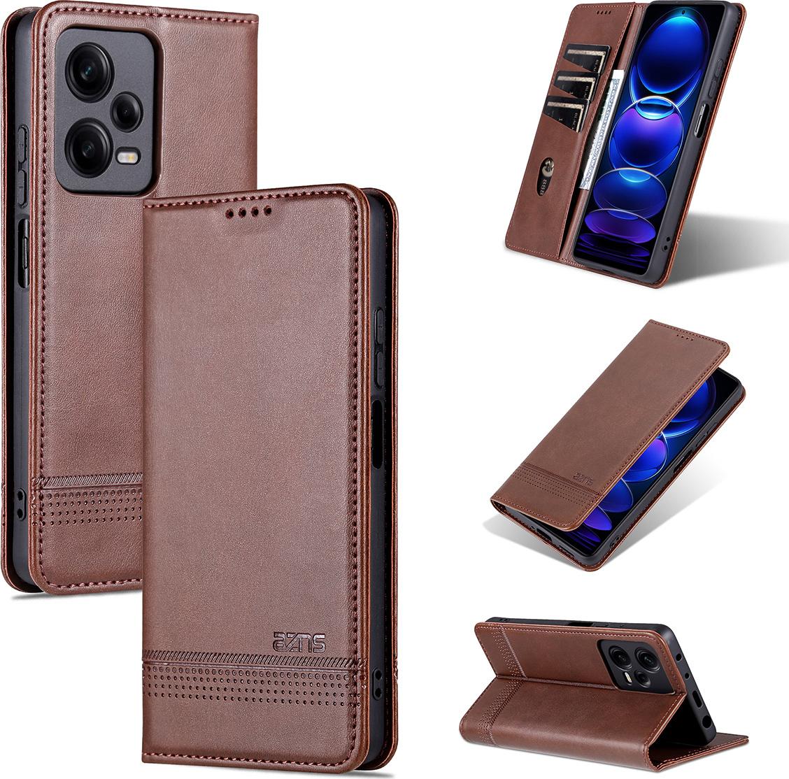 Redmi Note 12 Pro+ Custodia In Pelle, Flip Cover Wallet Case Chiusura Magnetica Stand Custodia Protettiva Per Xiaomi Redmi Note 12 Pro+ Caffè