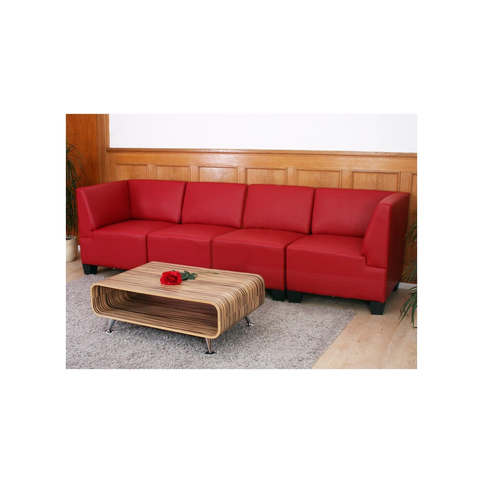 Modular 4-Sitzer Sofa Couch Moncalieri, Hohe Armlehnen ~ Rot, Hohe Armlehnen