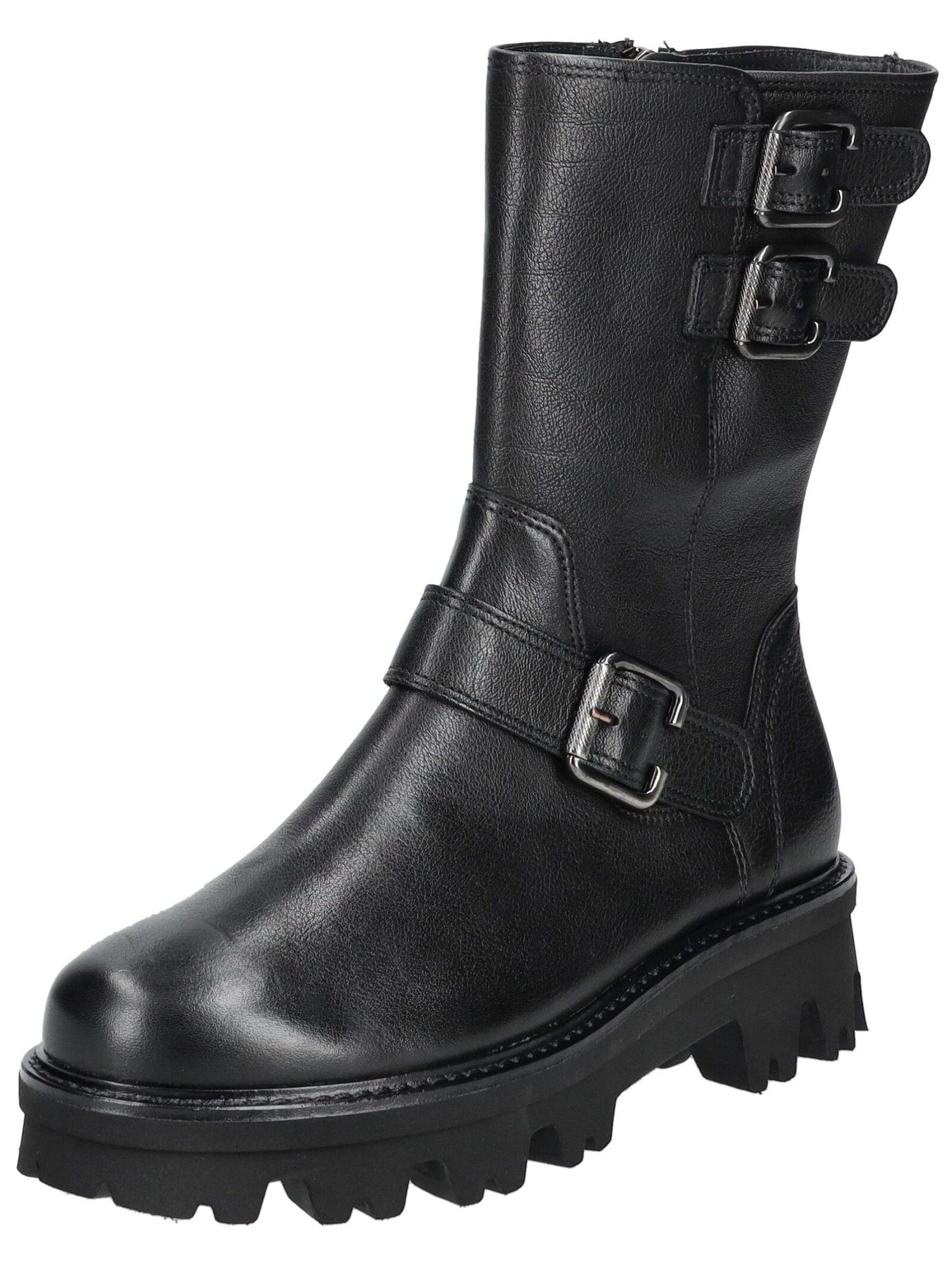 Bikerboots Paul Green "Paul Green Stiefelette Glattleder", Damen, Gr. 38,5, Schwarz, Glattleder, Schuhe Bikerboots
