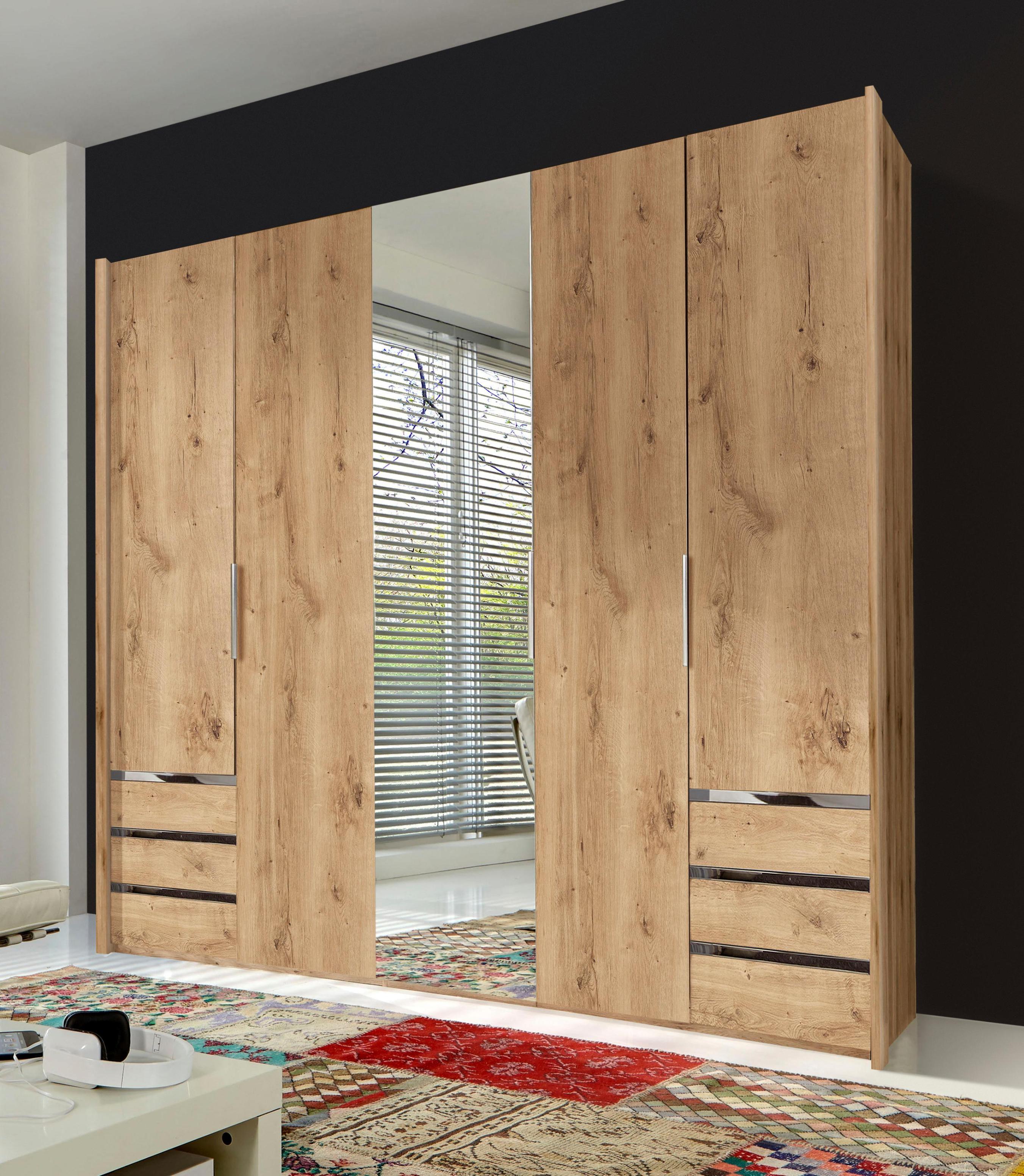 Kleiderschrank Wimex "Level By Fresh To Go", Braun (Plankeneichefarben), B:250Cm H:216Cm T:58Cm, SchräNke, Kleiderschrank, Mit SpiegeltüRen Und Schubladen