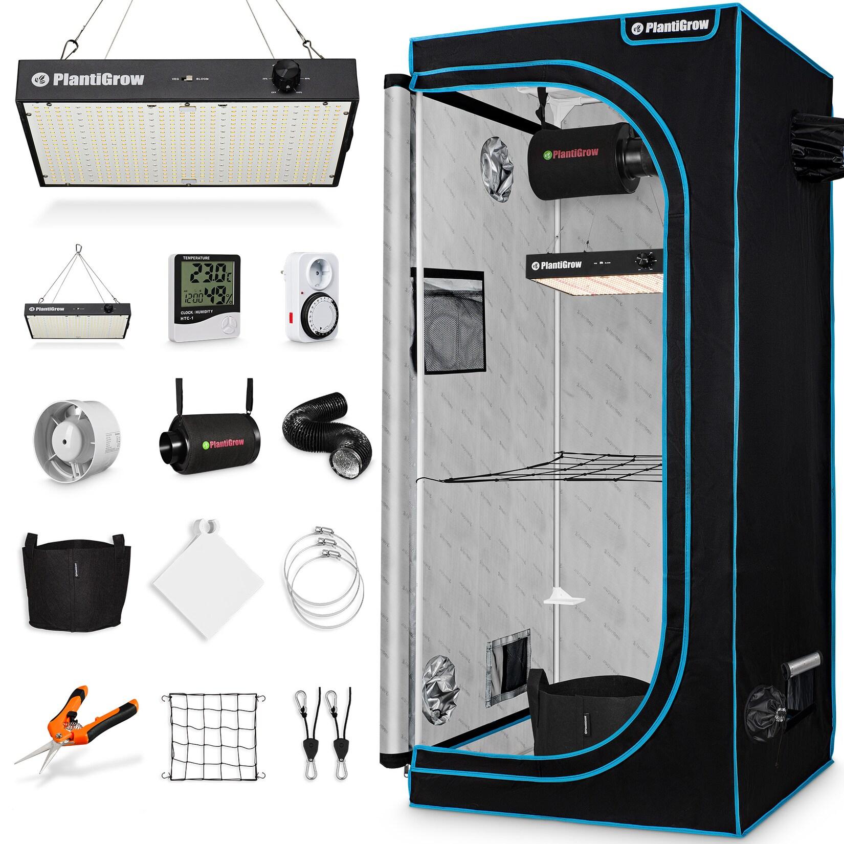 SONSTIGE Growbox Komplettset – Indoor Gewächshaus mit 150W LED Vollspektrum Dimmbar, Carbon-Filter, Ventilator, Anzuchtzelt, Zuchtzelt - 100x100x200