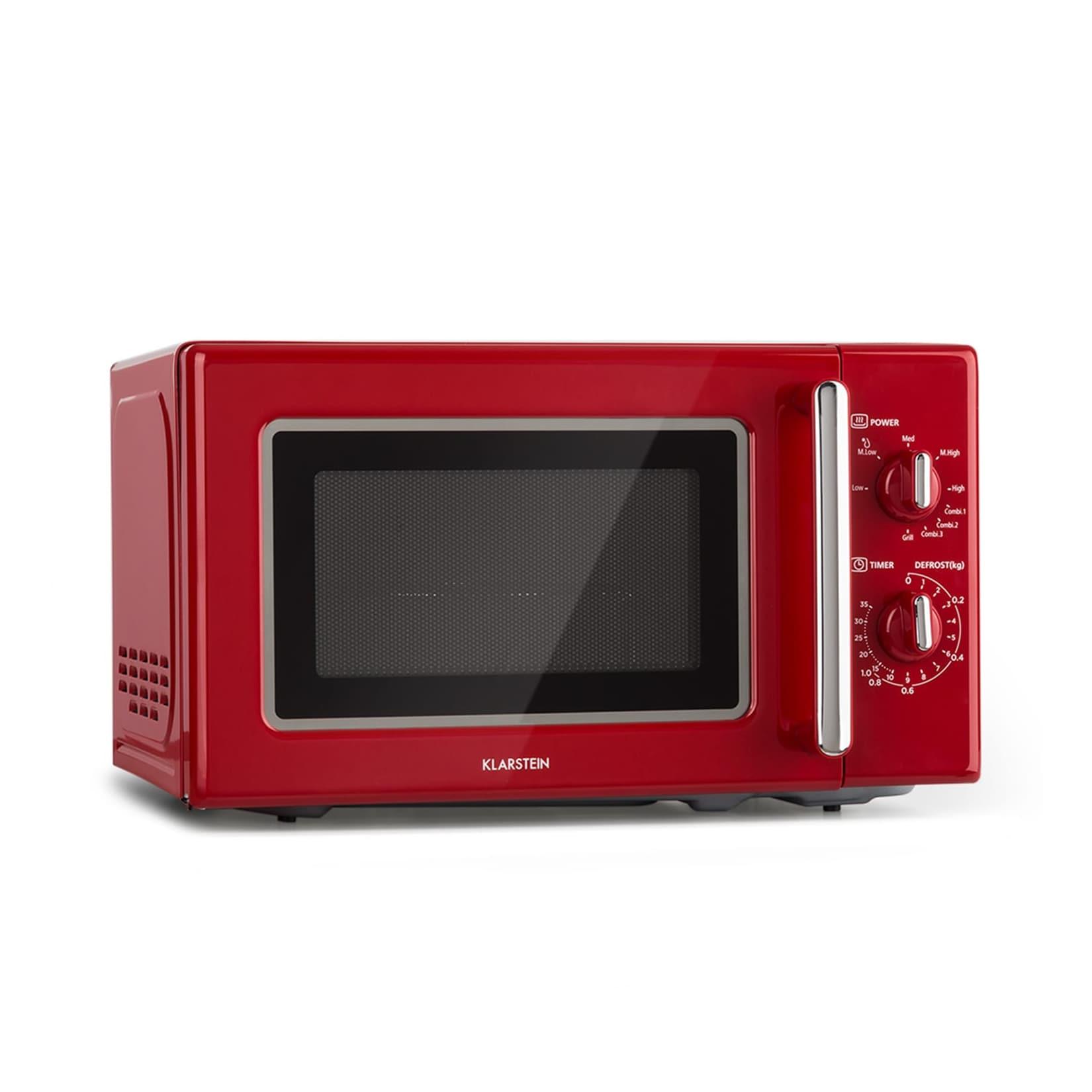 Klarstein Caroline Mikrowellen-Grill 20 Ltr 700 W / 1000 W Ø 25,5cm Retro Rot