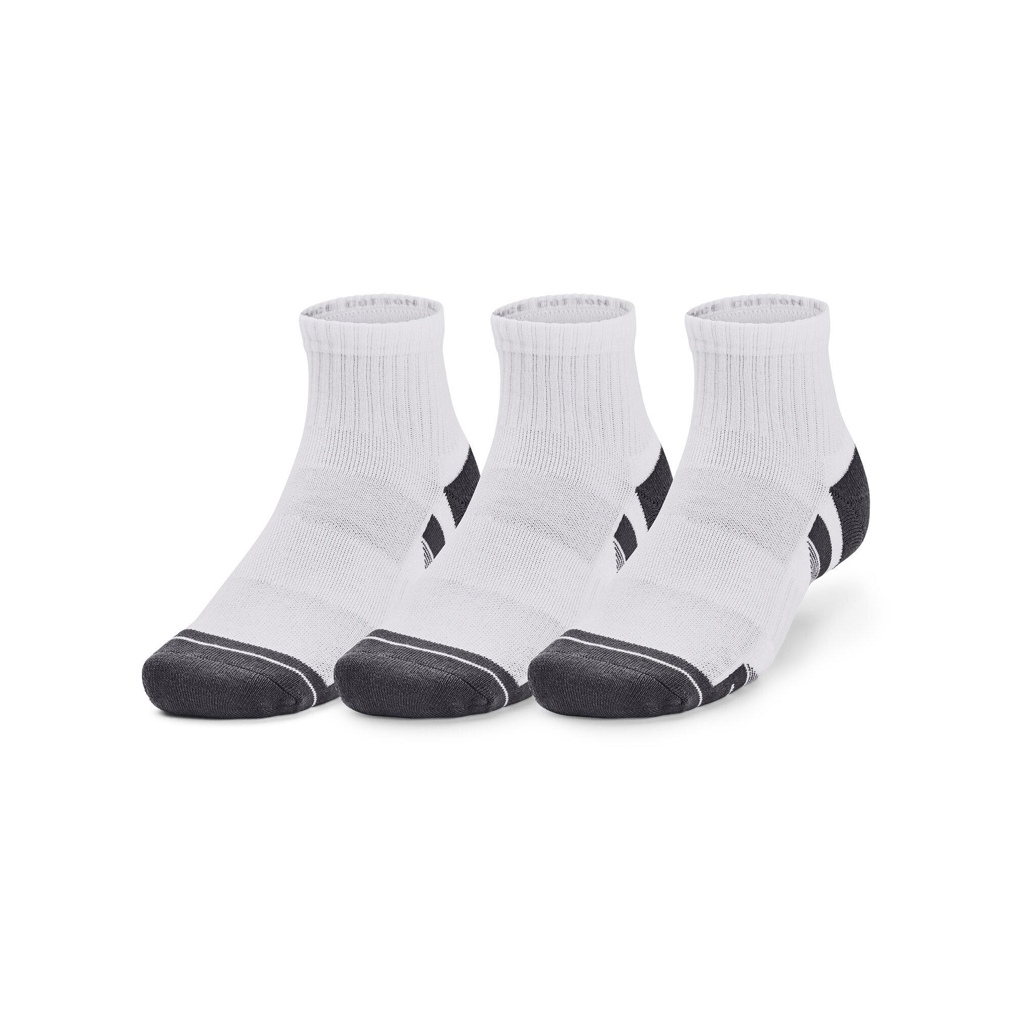Under Armour Unisex Performance Cotone 3-Pack Quarter Socks 1379528, Taglia:L, Colore:Bianco