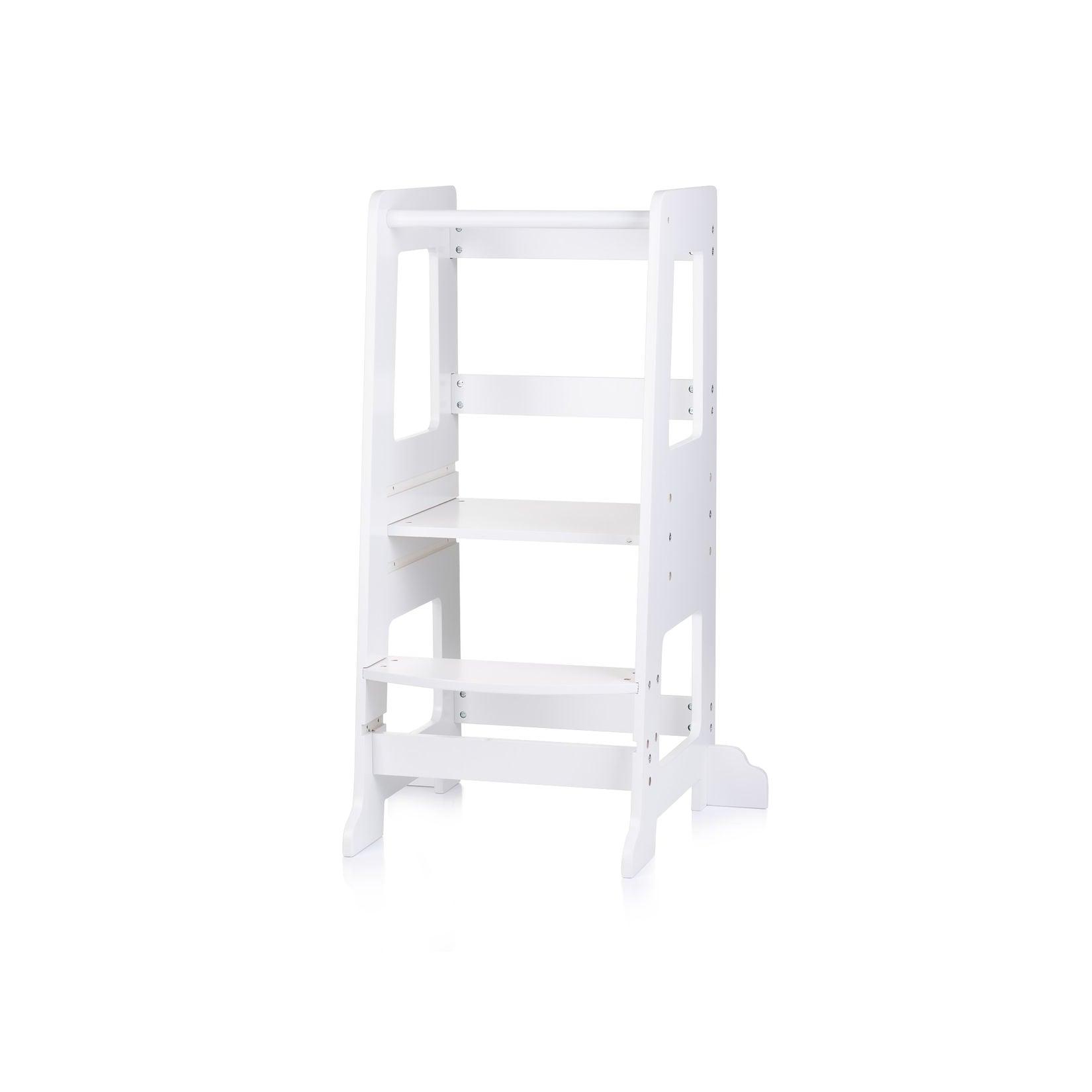 Chipolino Kinder Lernturm Stehhilfe Holz Tritthocker Trittstufe höhenverstellbar weiß