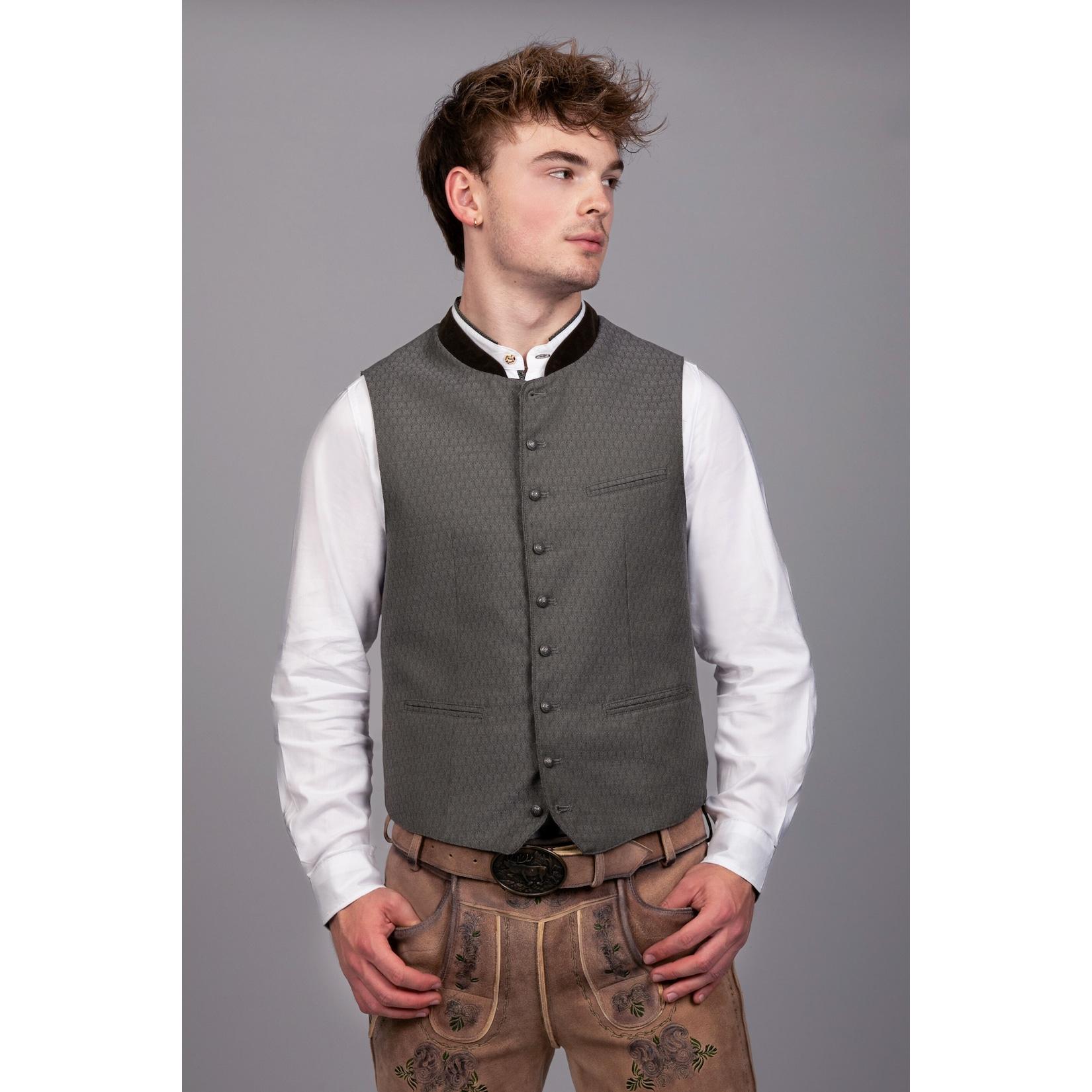 Trachten Weste Fritz Rauchgrau - Grün