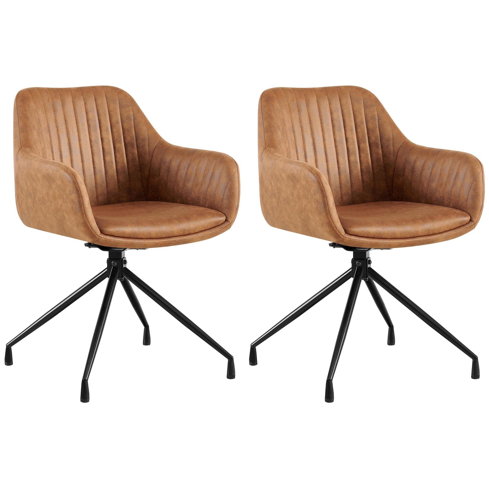 CLP 2er Set Esszimmerstuhl Welby I Drehbarer Sessel bis 150 kg belastbar I Schwenkbarer Polster-Stuhl