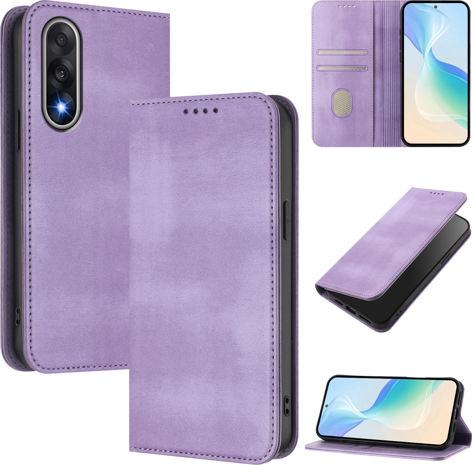 Custodia Per Oneplus Ace 5 Racing, Custodia In Pelle Vintage Con Protezione Rfid, Slot Per Schede, Supporto Viola
